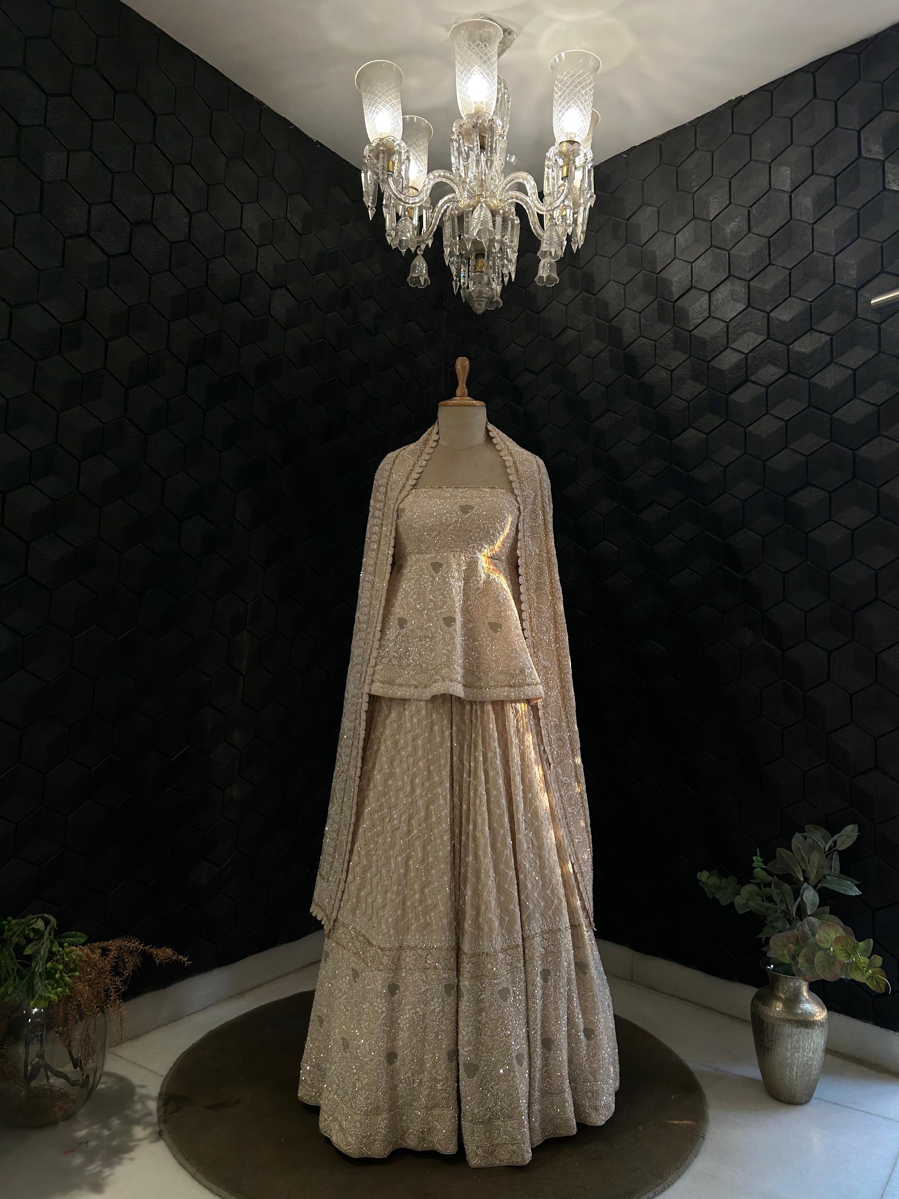 Ivory Off-Shoulder Chikankari Sharara Set