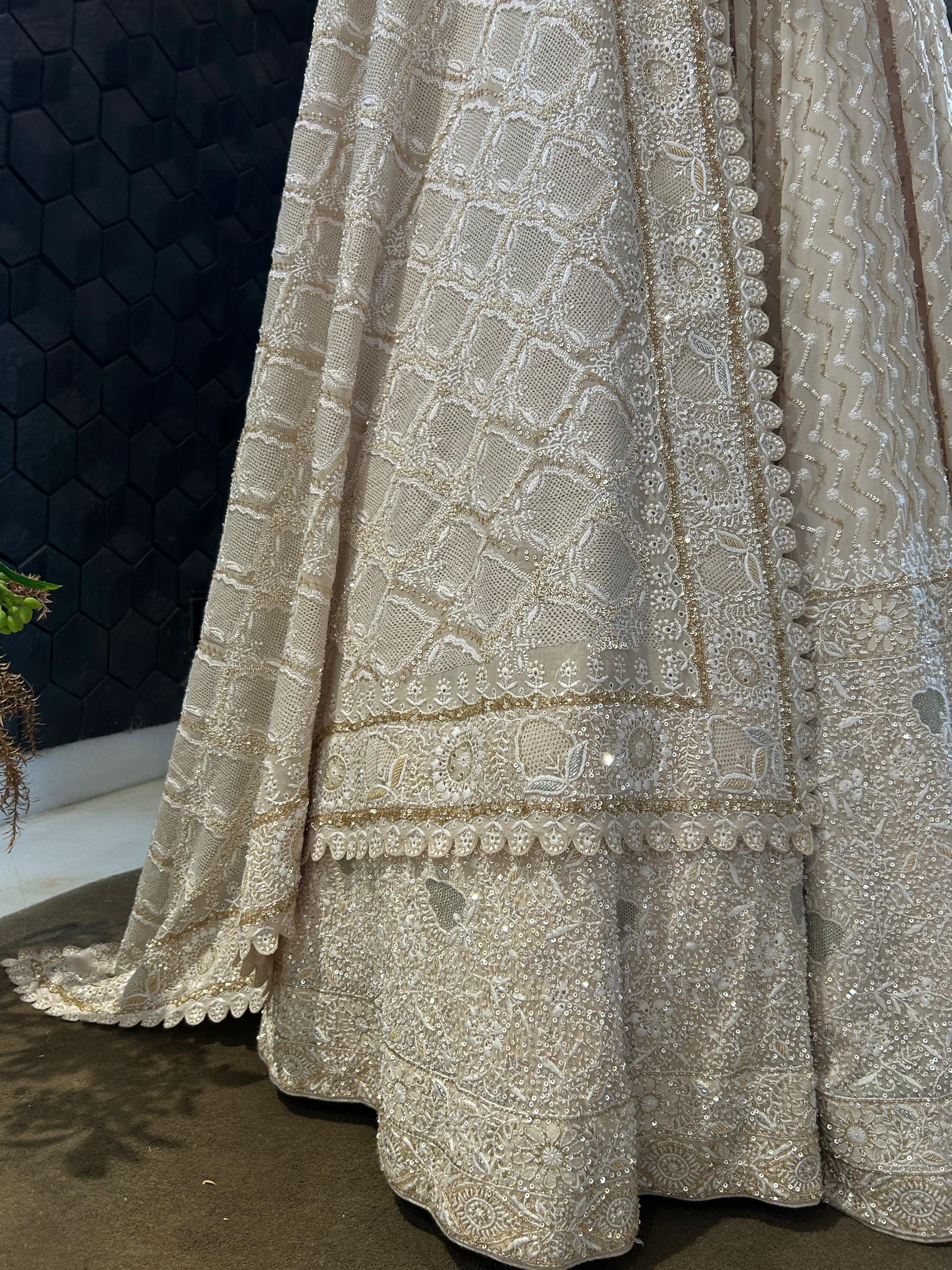 Ivory Off-Shoulder Chikankari Sharara Set