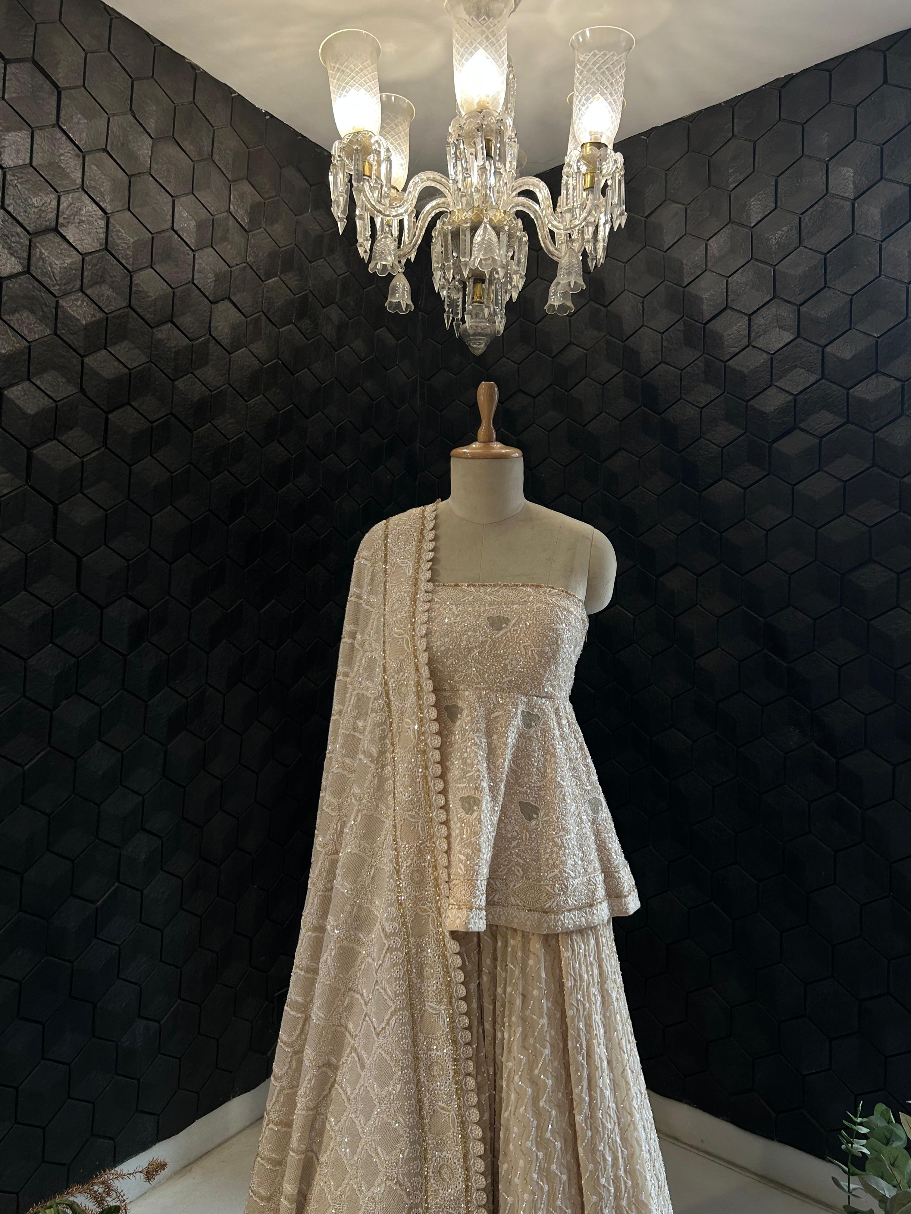 Ivory Off-Shoulder Chikankari Sharara Set