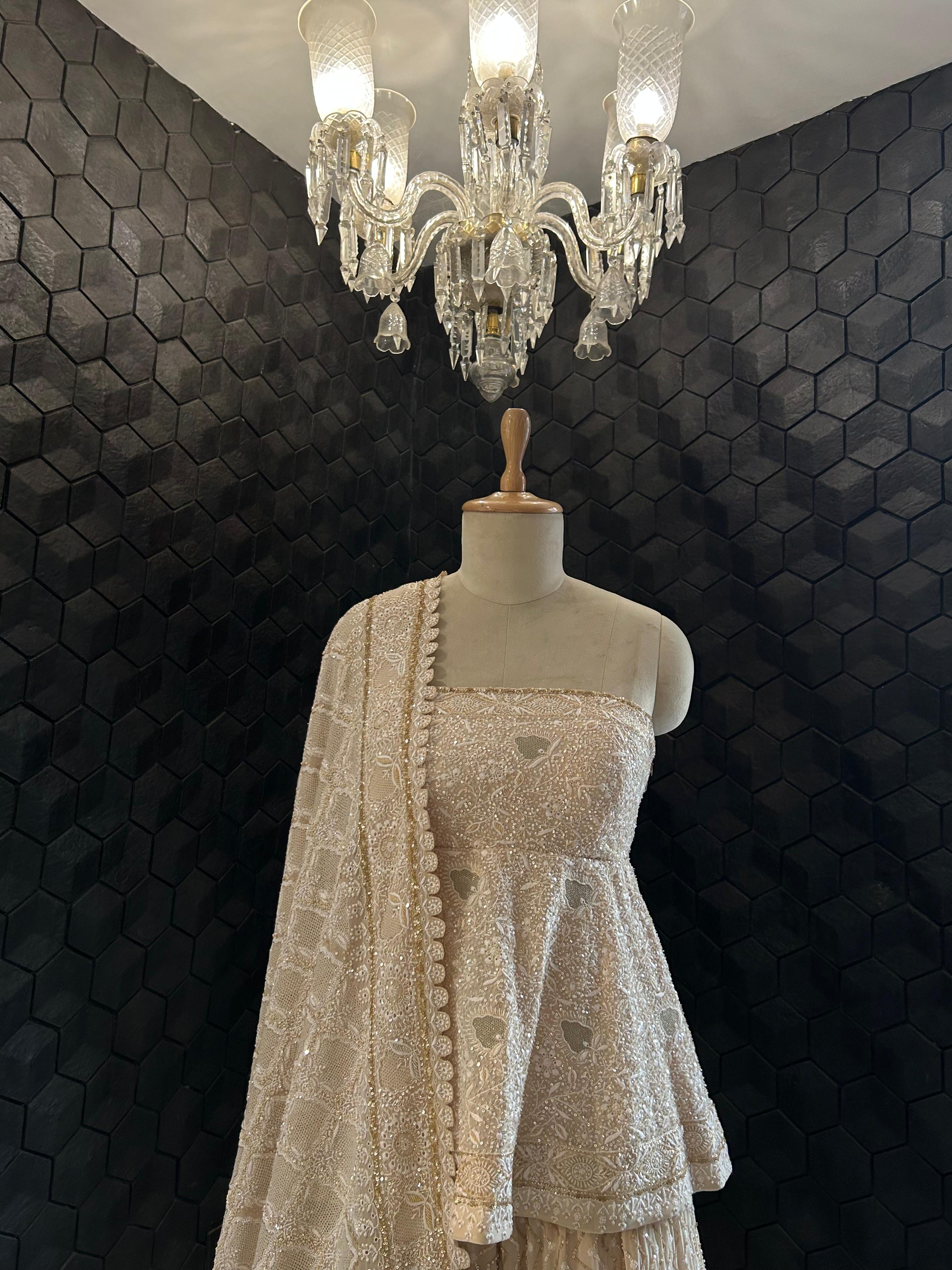 Ivory Off-Shoulder Chikankari Sharara Set