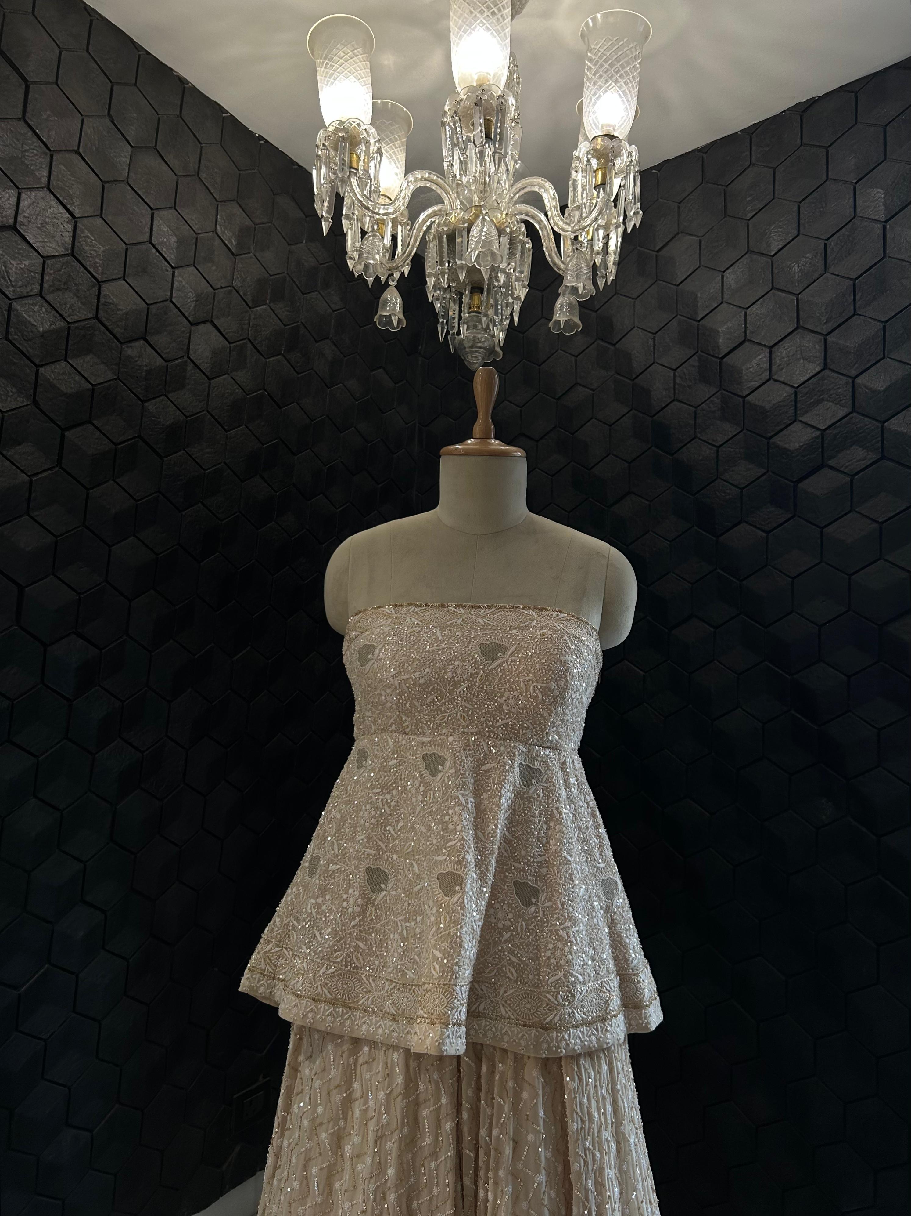 Ivory Off-Shoulder Chikankari Sharara Set