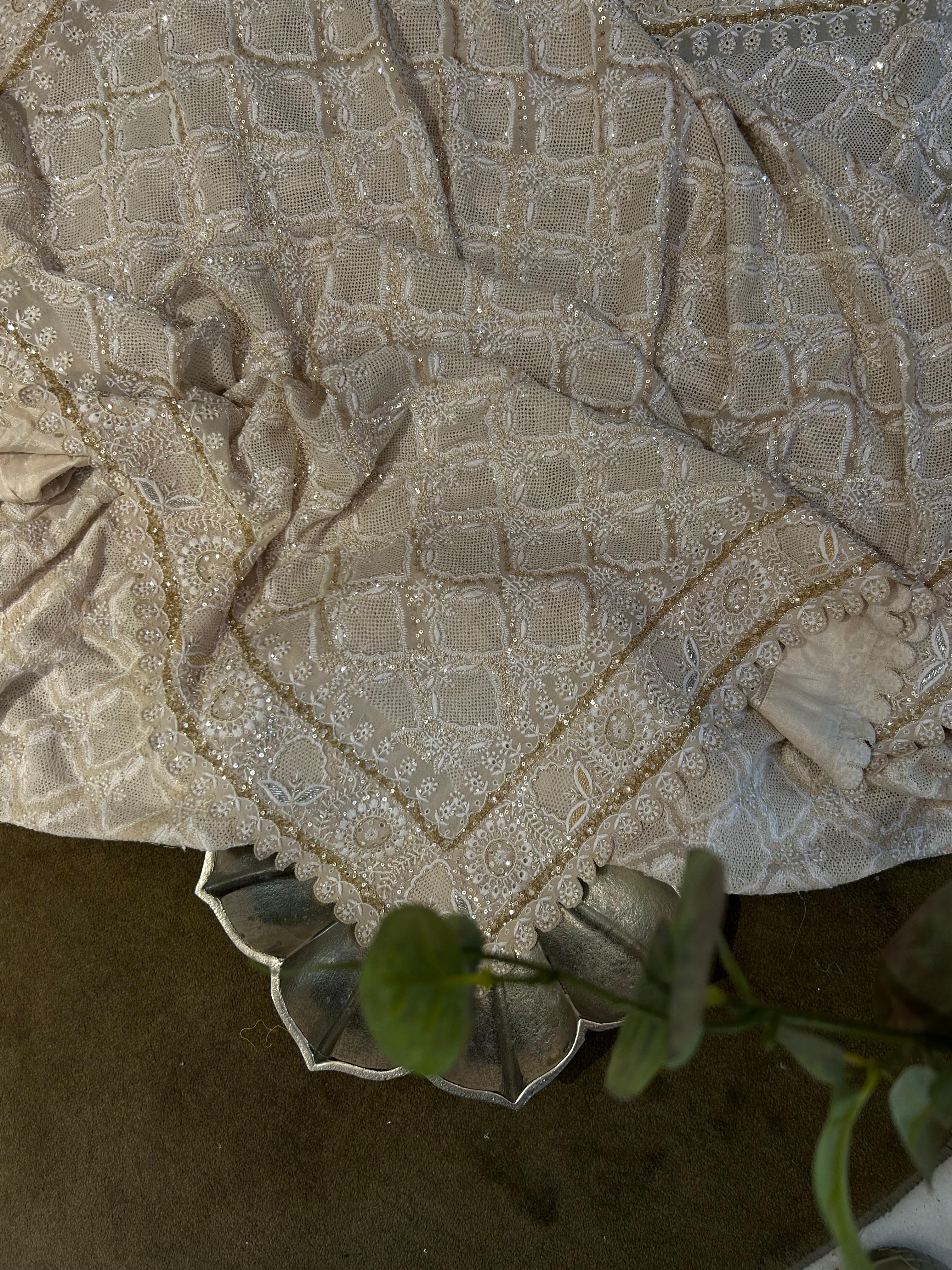 Ivory Off-Shoulder Chikankari Sharara Set