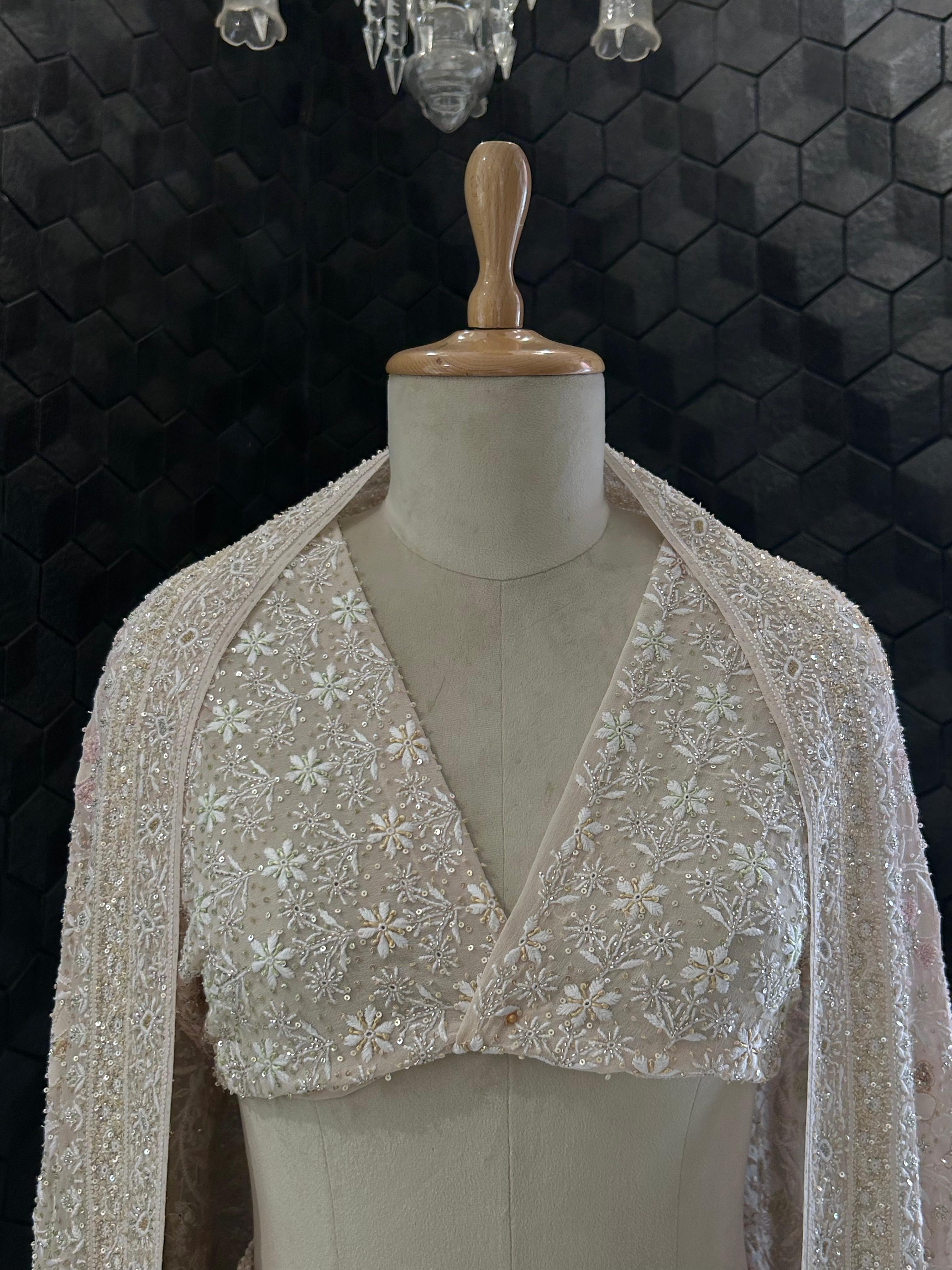 Multicolour Chikankari Georgette Premium Lehenga Set