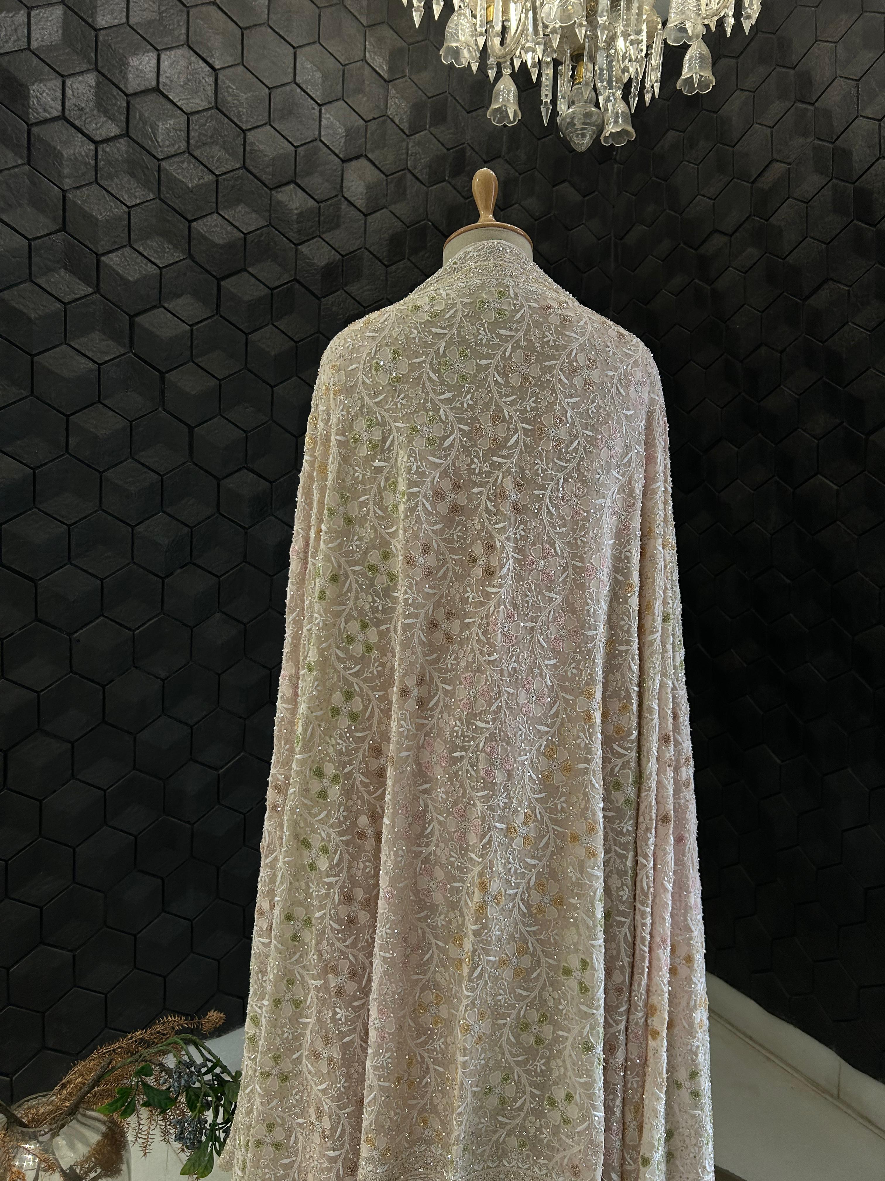 Multicolour Chikankari Georgette Premium Lehenga Set