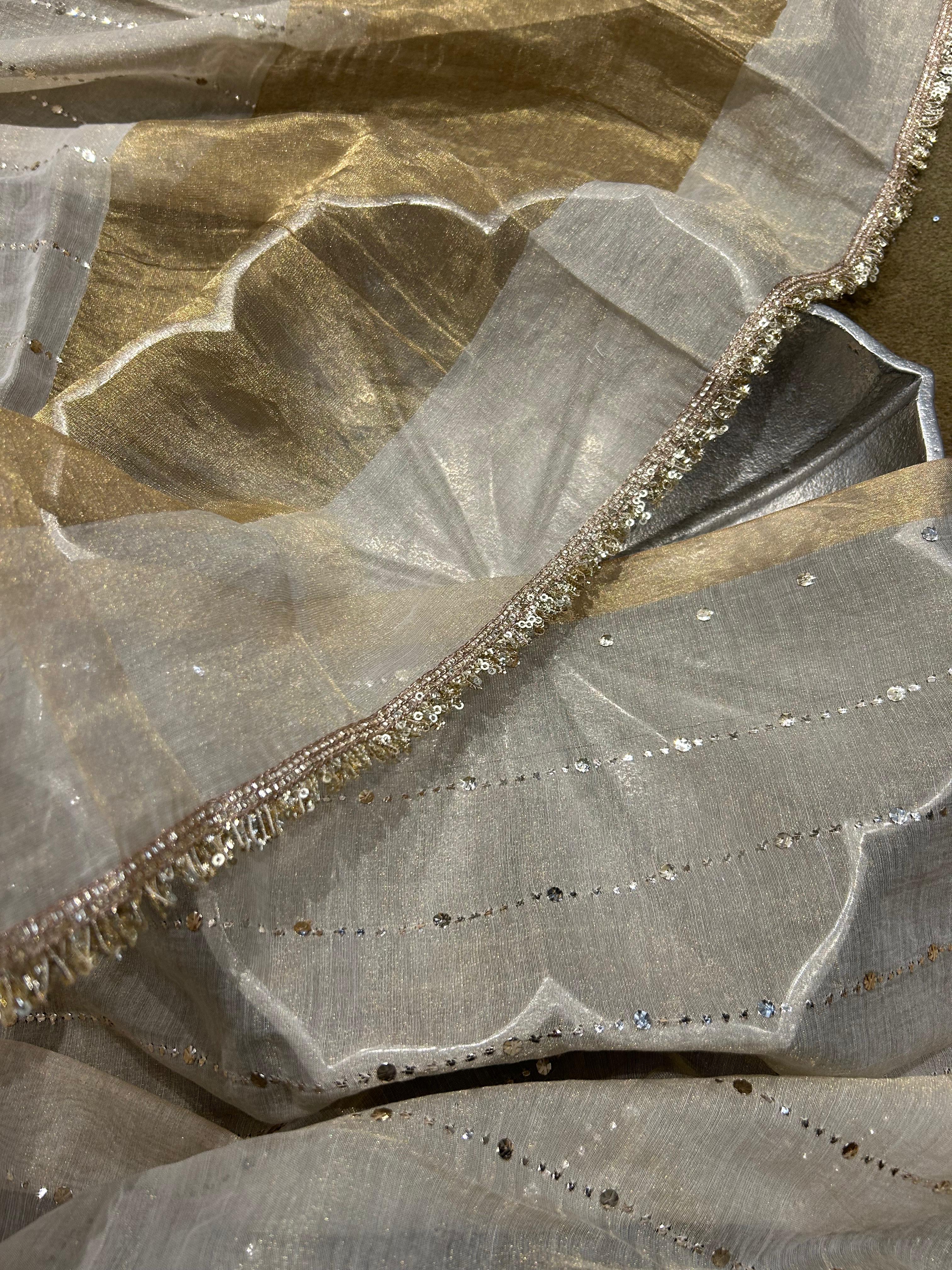 Silver Tissue Mukaish Dupatta