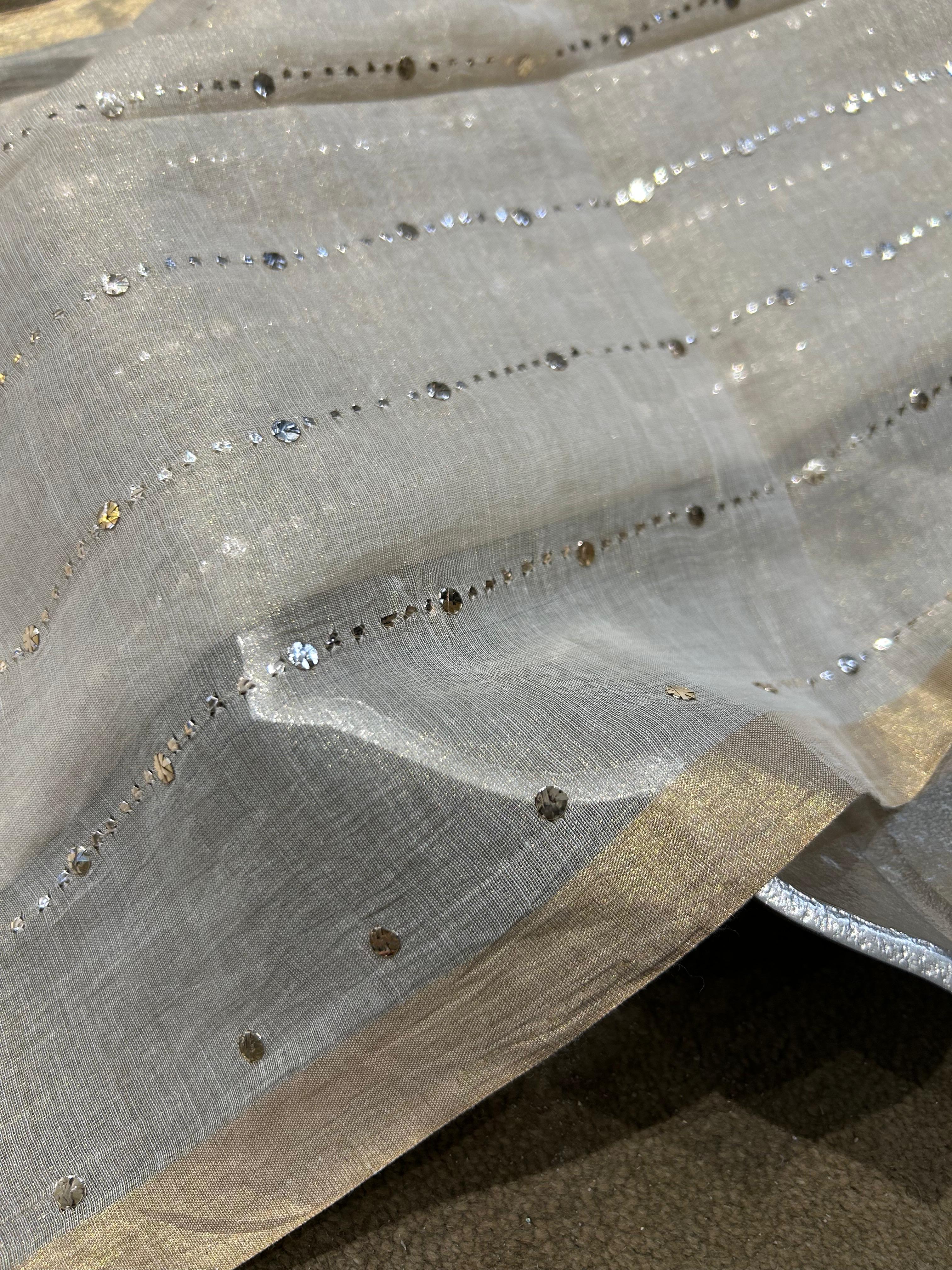 Silver Tissue Mukaish Dupatta
