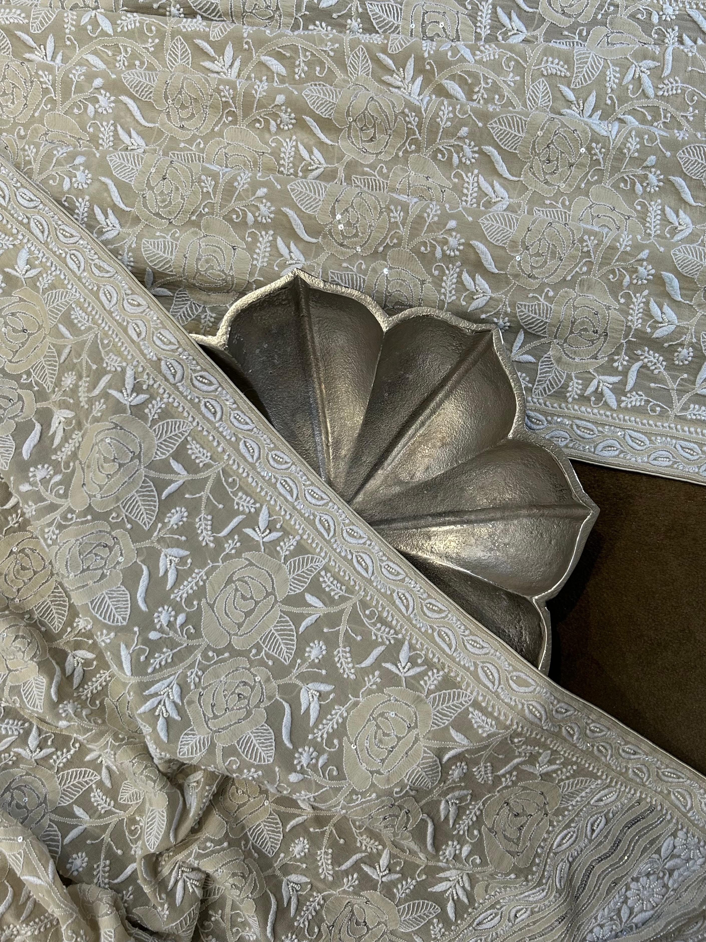 Ivory Georgette Chikankari Dupatta