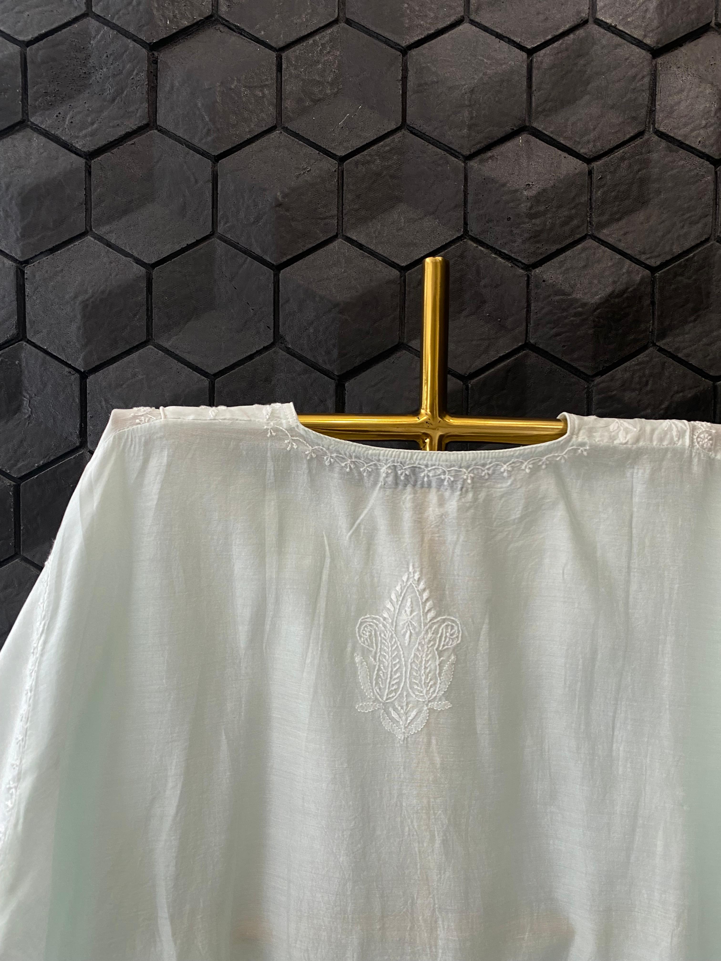 Sage Green Mul Chanderi Chikankari Shirt