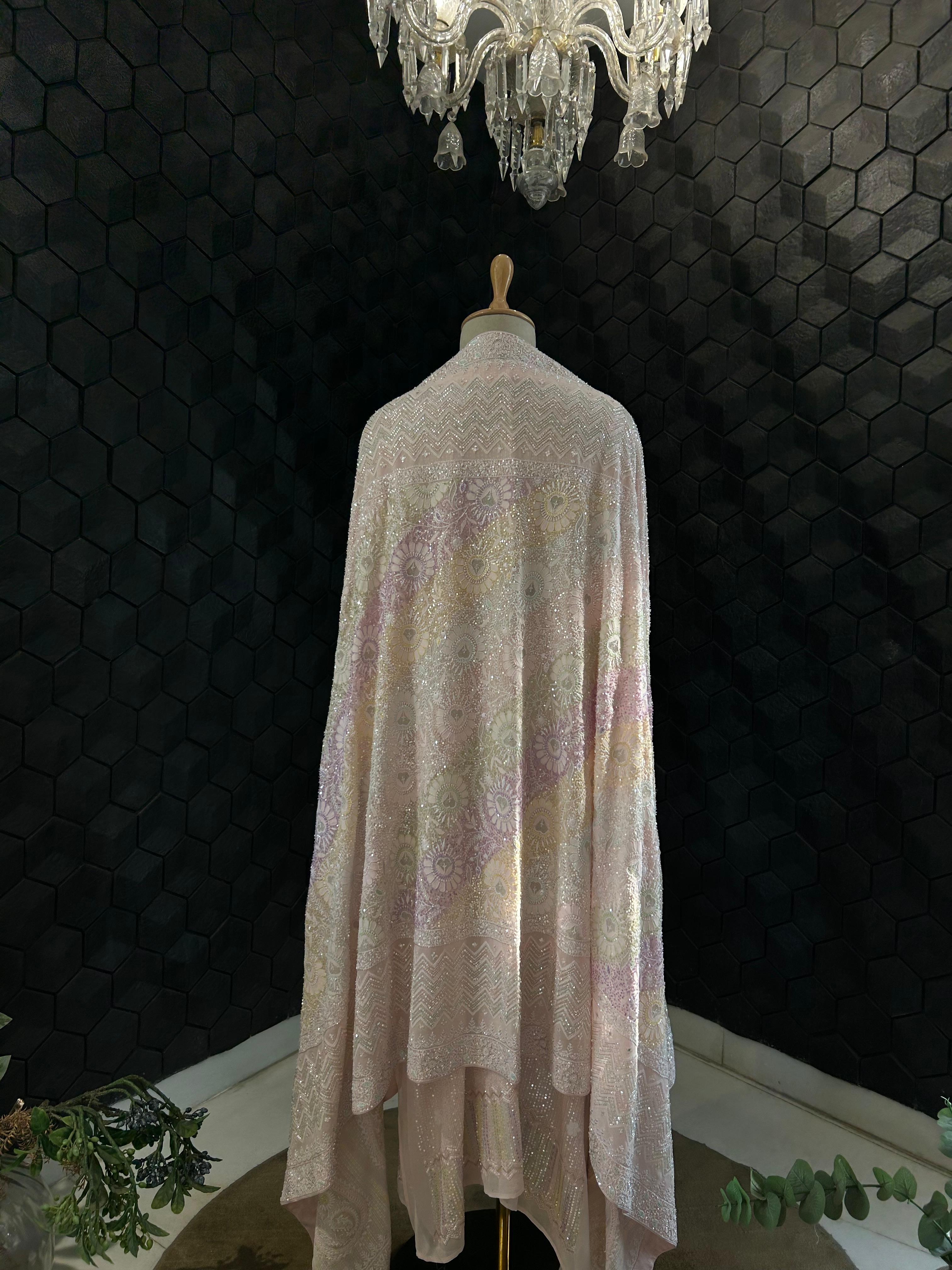 Premium Pink Georgette Chikankari Heavy Dupatta Kurta Set