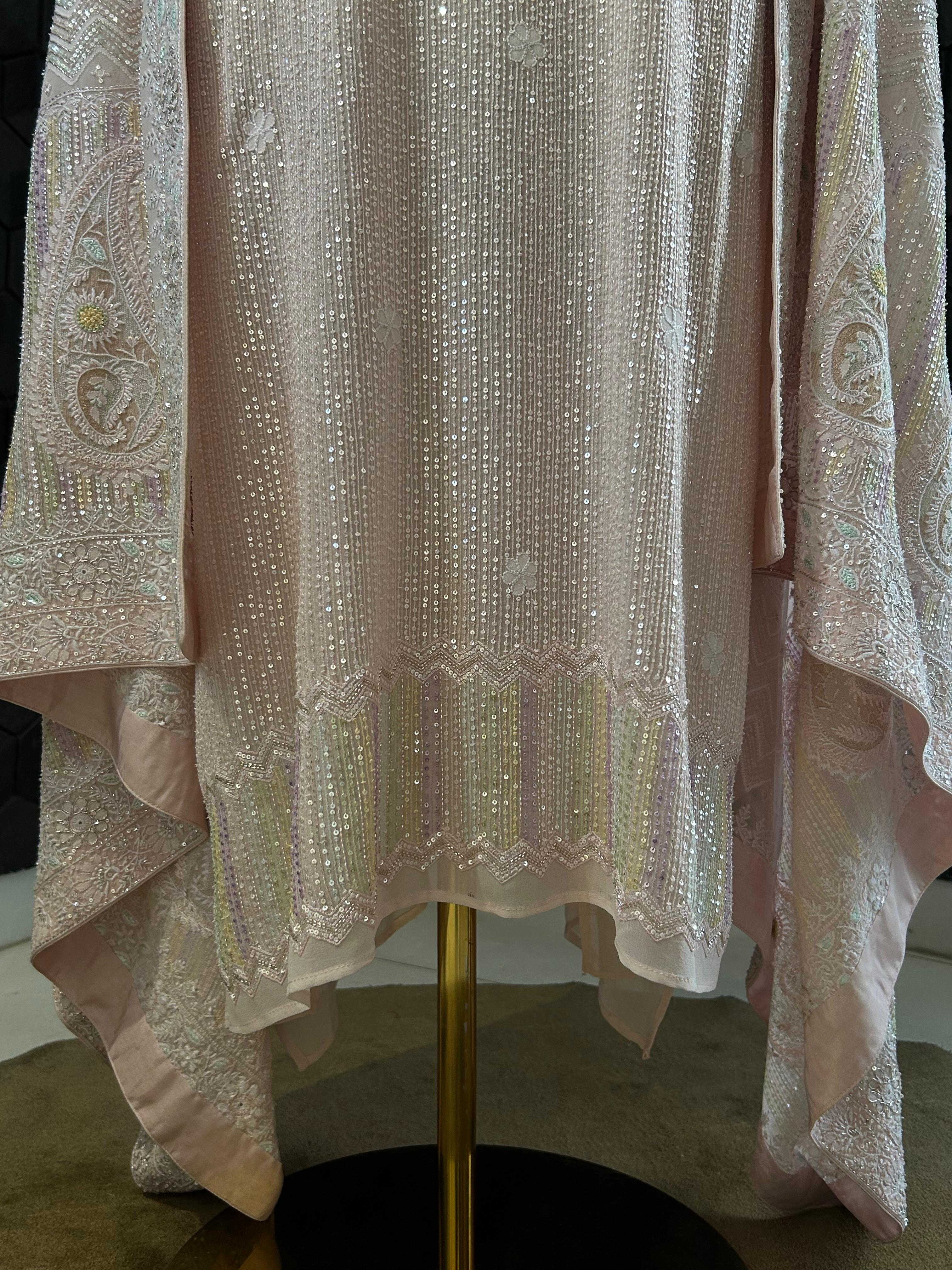 Premium Pink Georgette Chikankari Heavy Dupatta Kurta Set