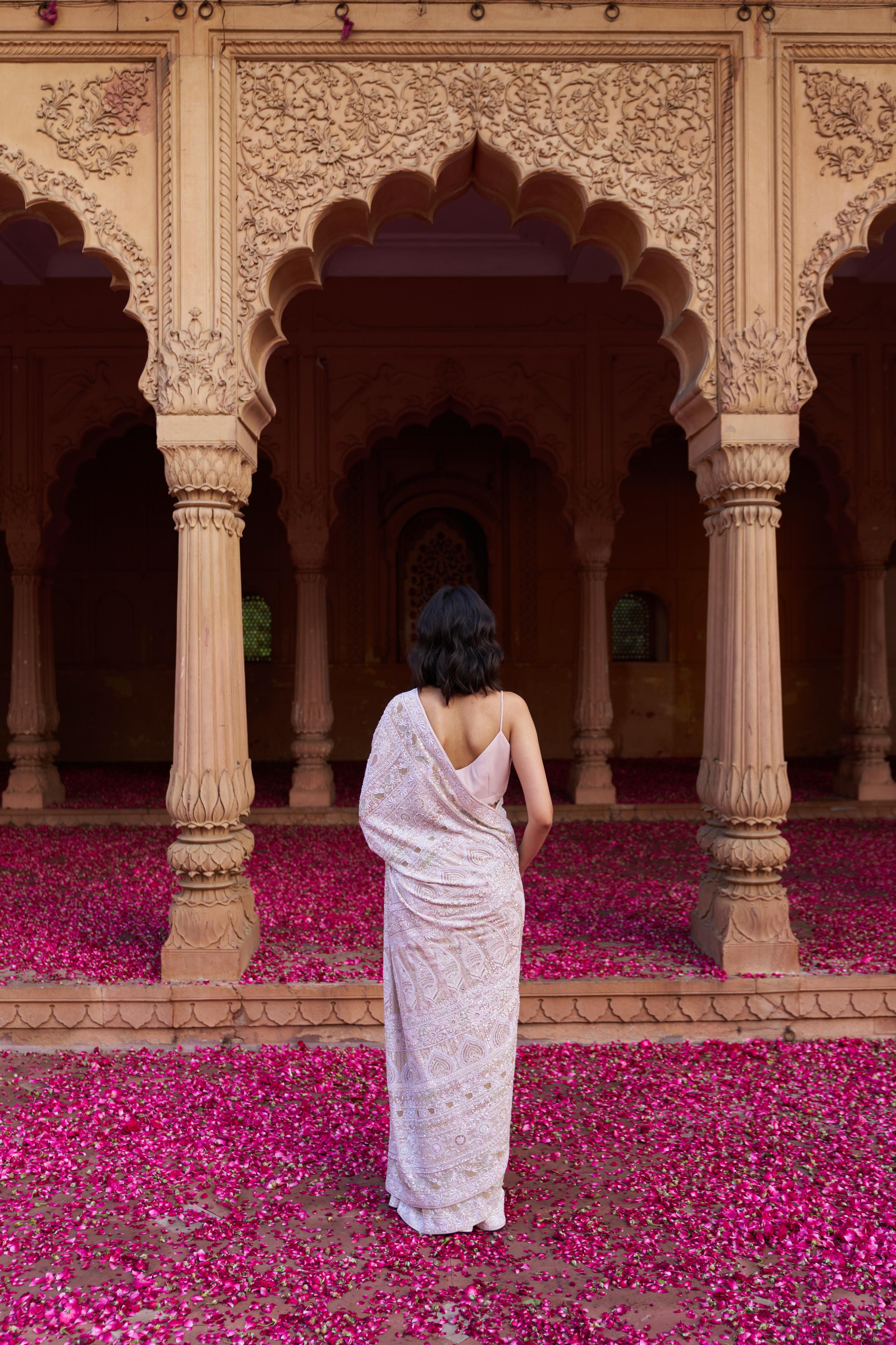 Premium Ivory Georgette Chikankari Saree