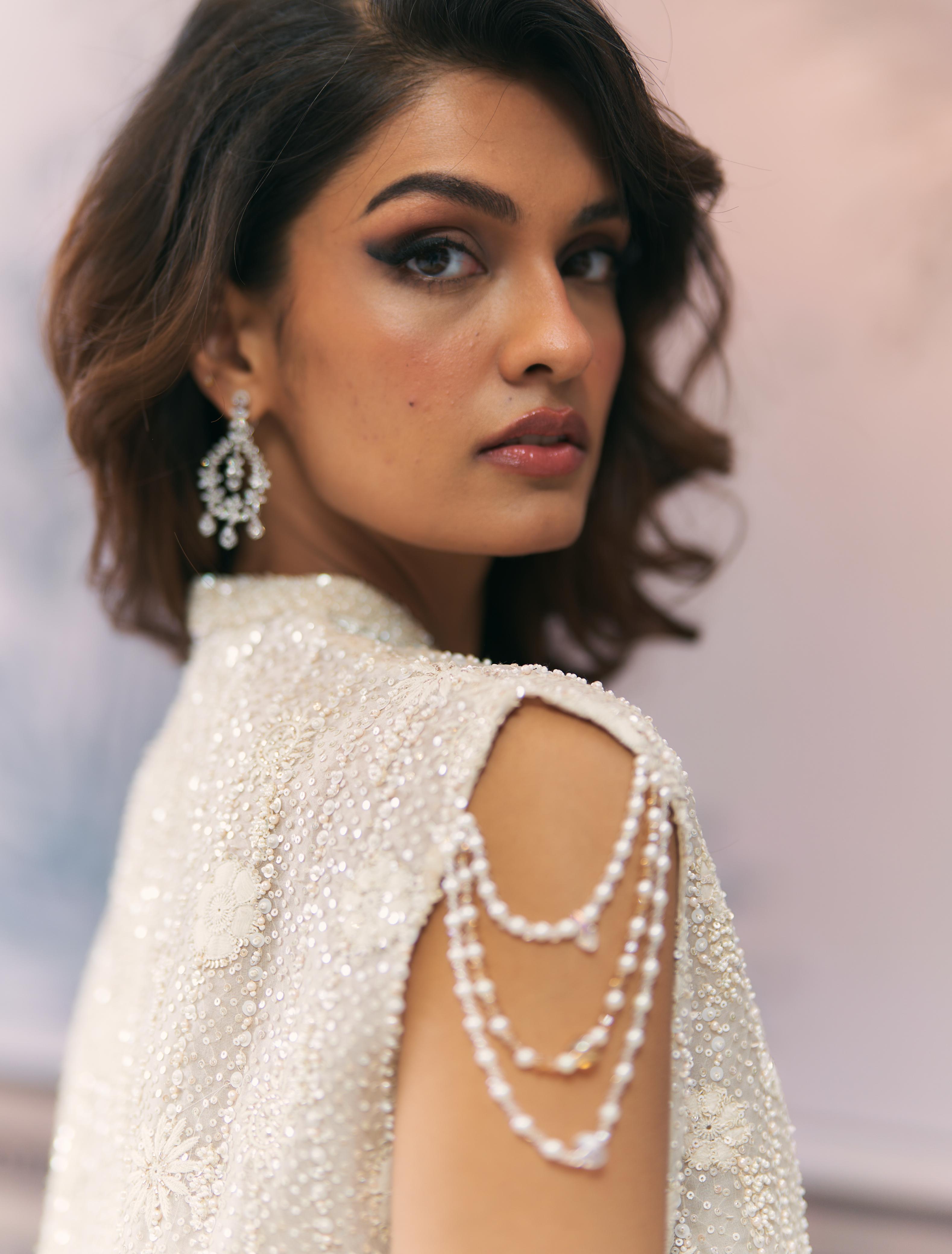 Pre-Draped Saree & Chikankari Jacket Set