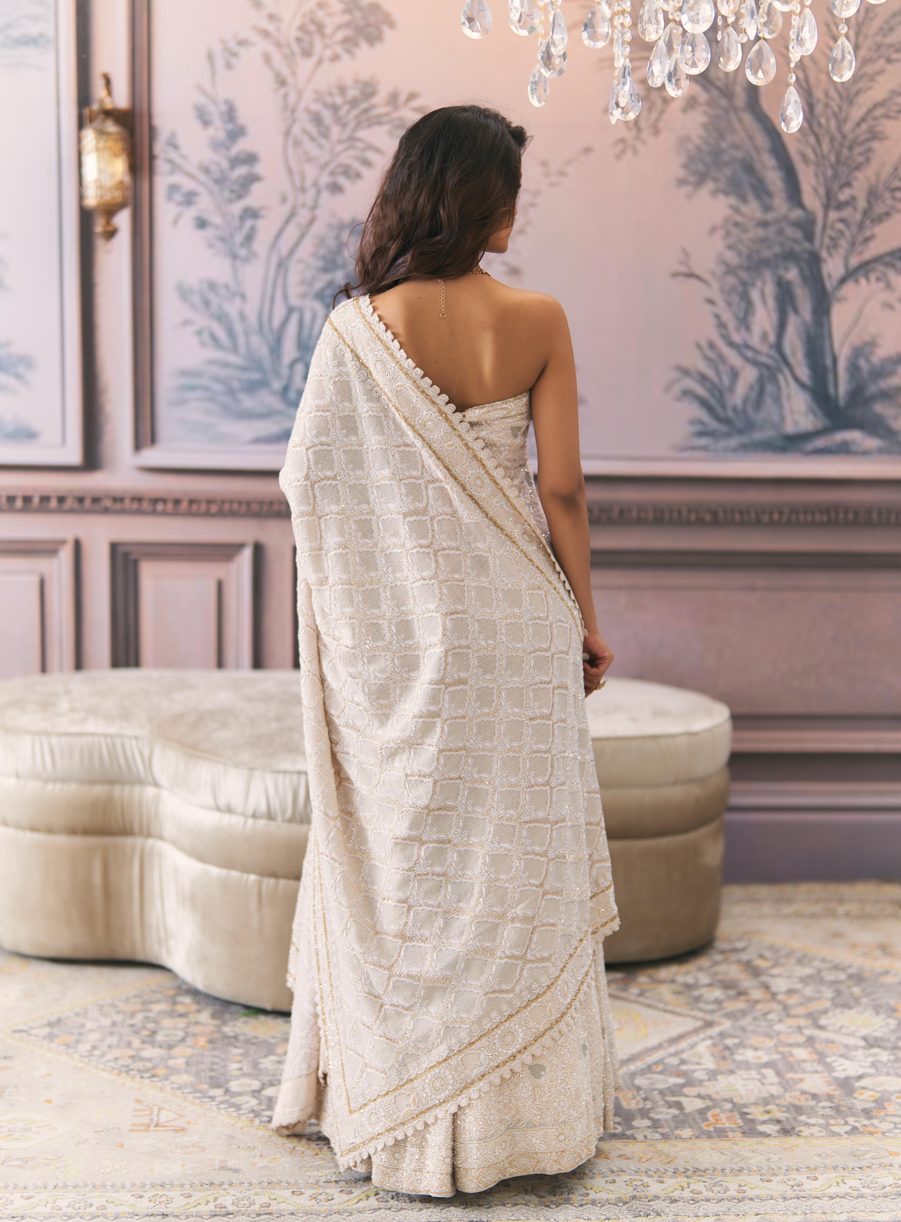 Ivory Off-Shoulder Statement Chikankari Sharara Set