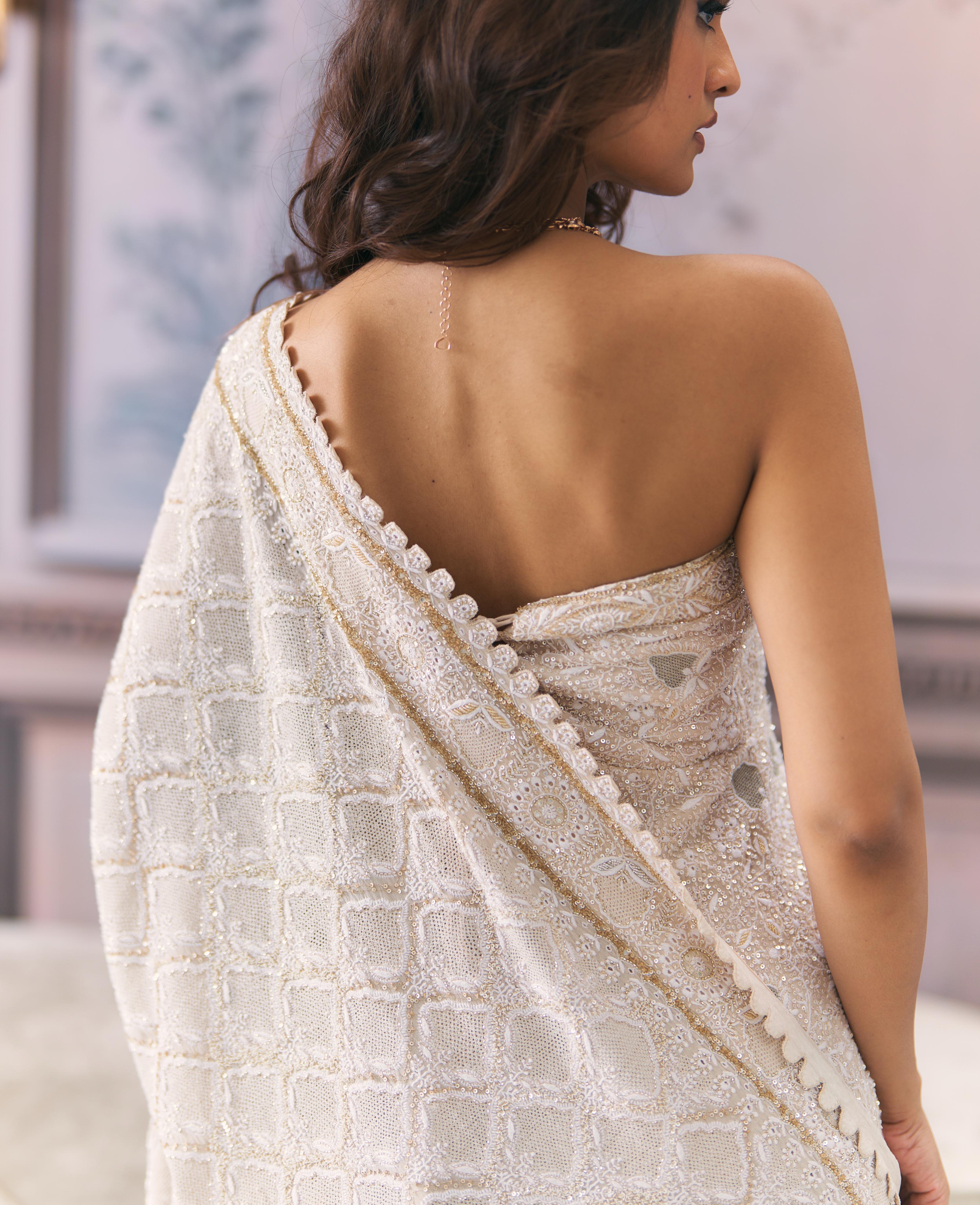 Ivory Off-Shoulder Statement Chikankari Sharara Set