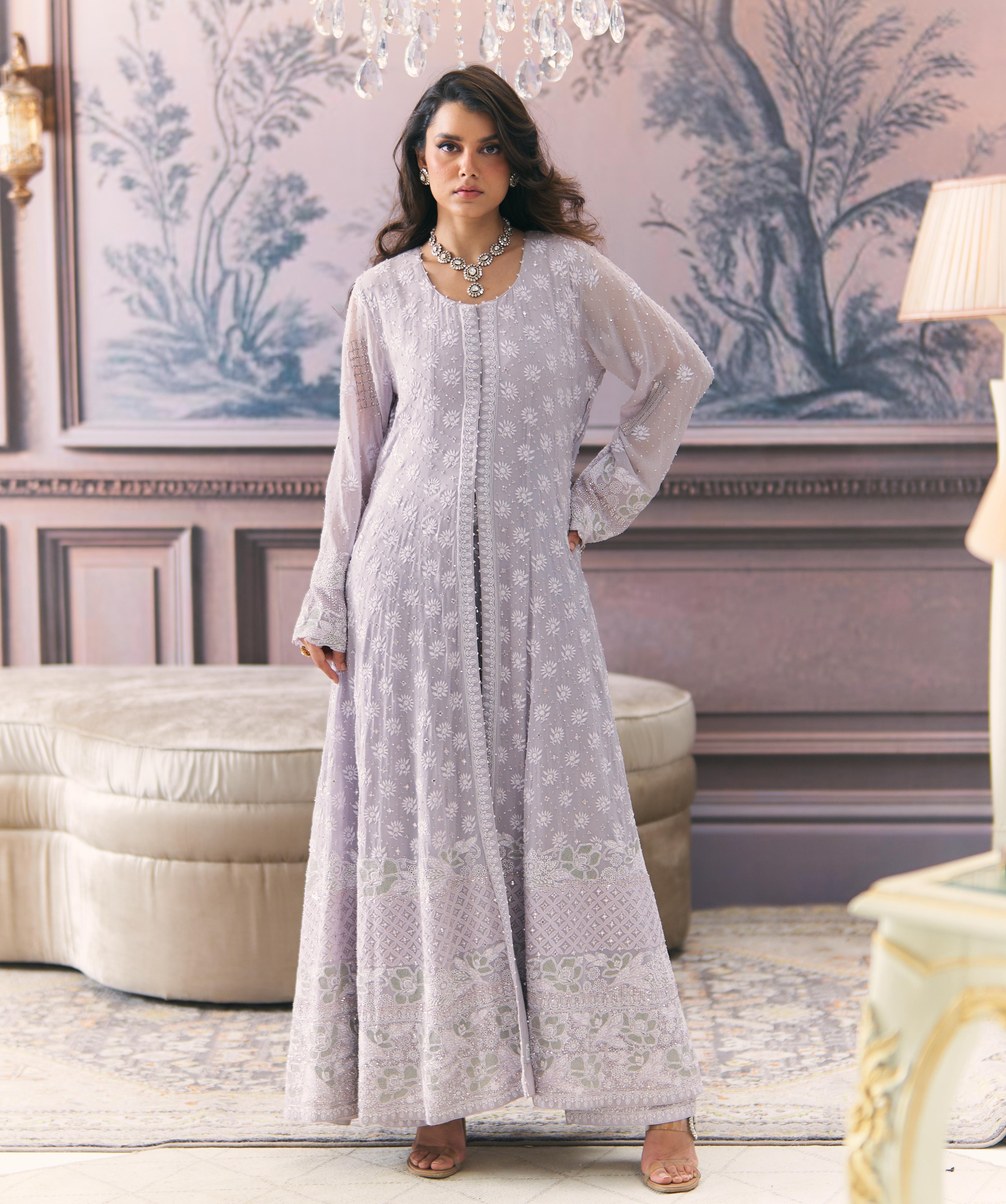 Chikankari Anarkali and Statement heavy Pant Set
