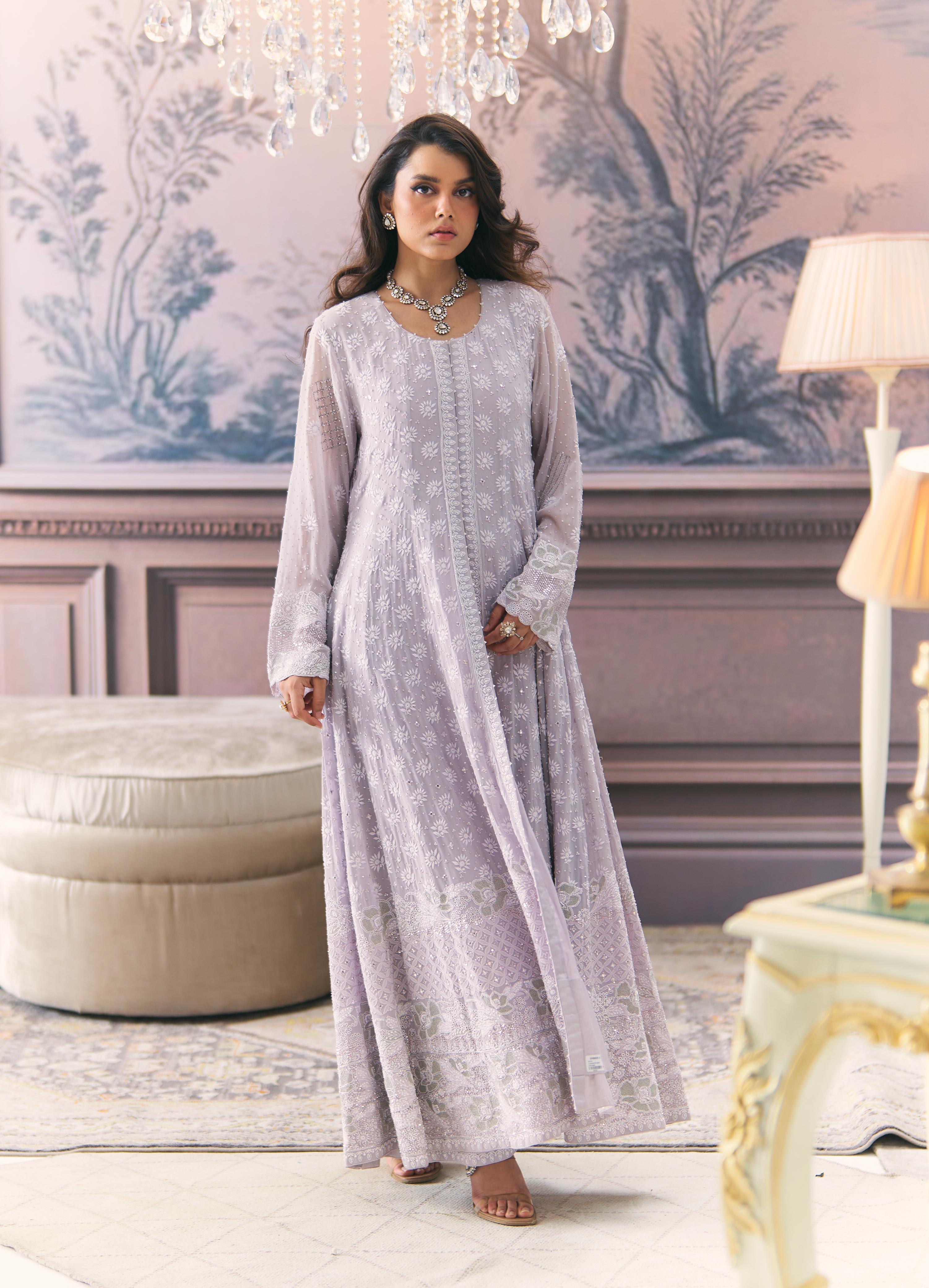 Chikankari Anarkali and Statement heavy Pant Set