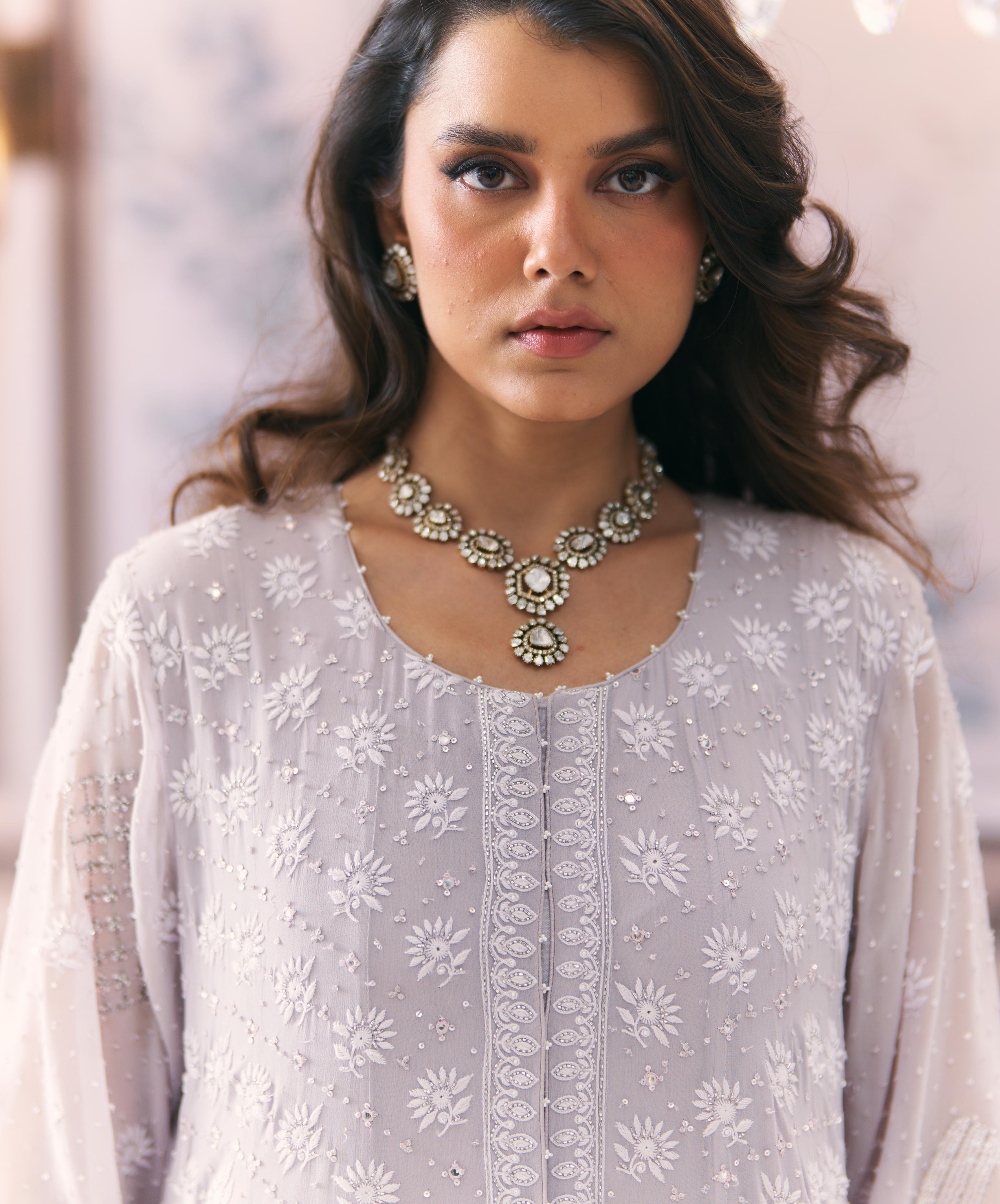 Chikankari Anarkali and Statement heavy Pant Set