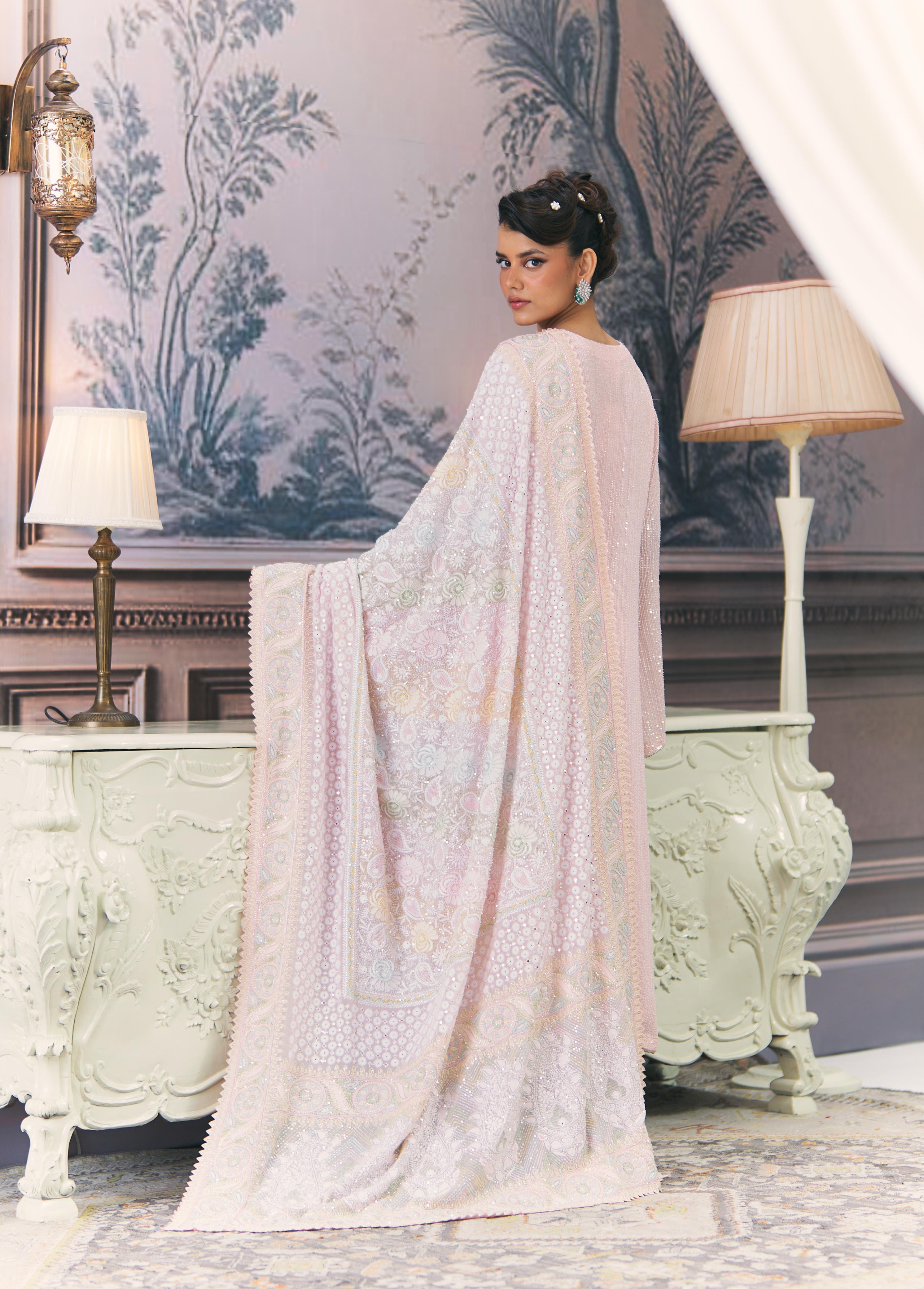 Summer Rose Georgette ek-taar Chikankari Heavy Dupatta Set