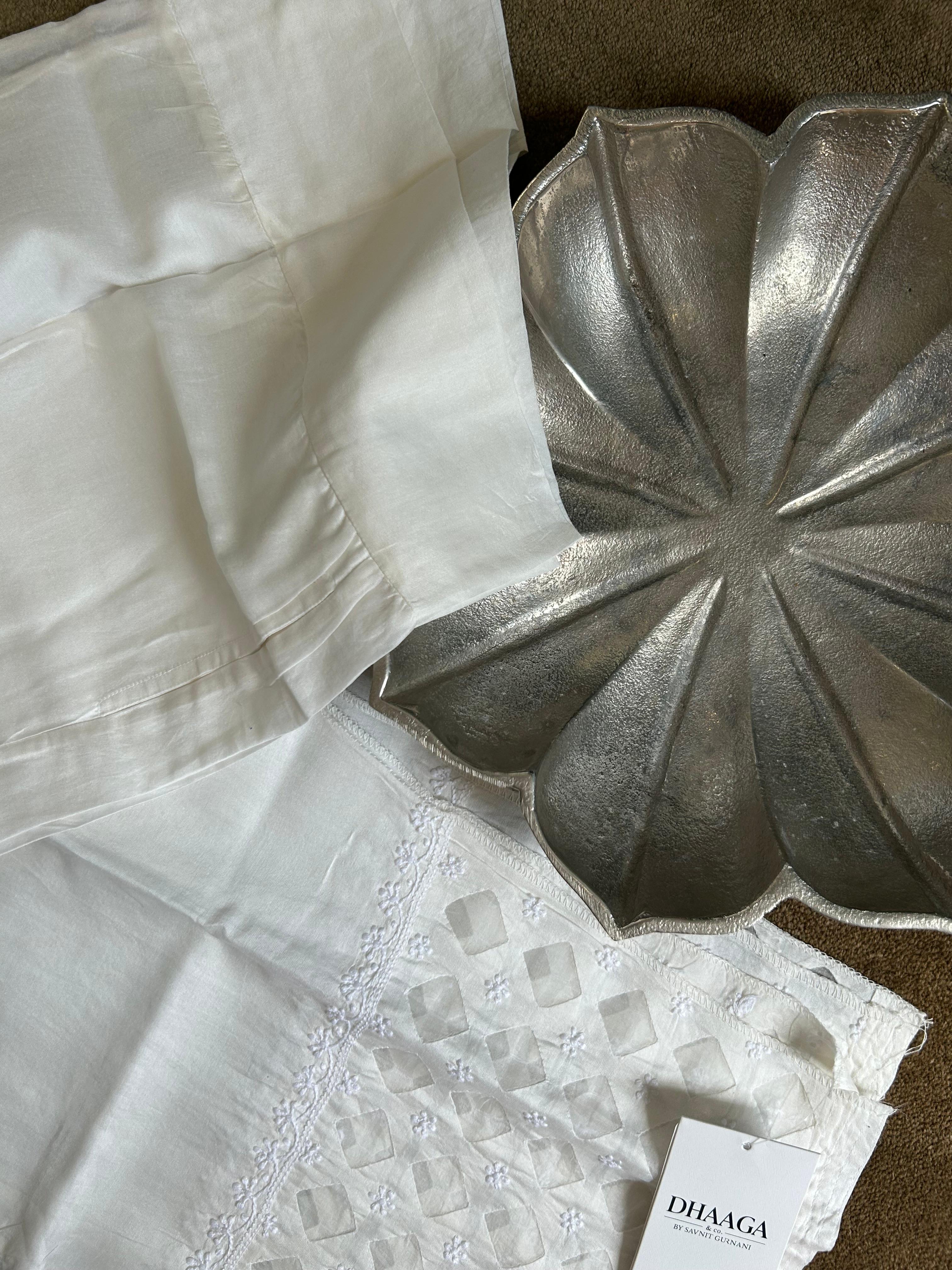 White Chanderi Chikankari Pants