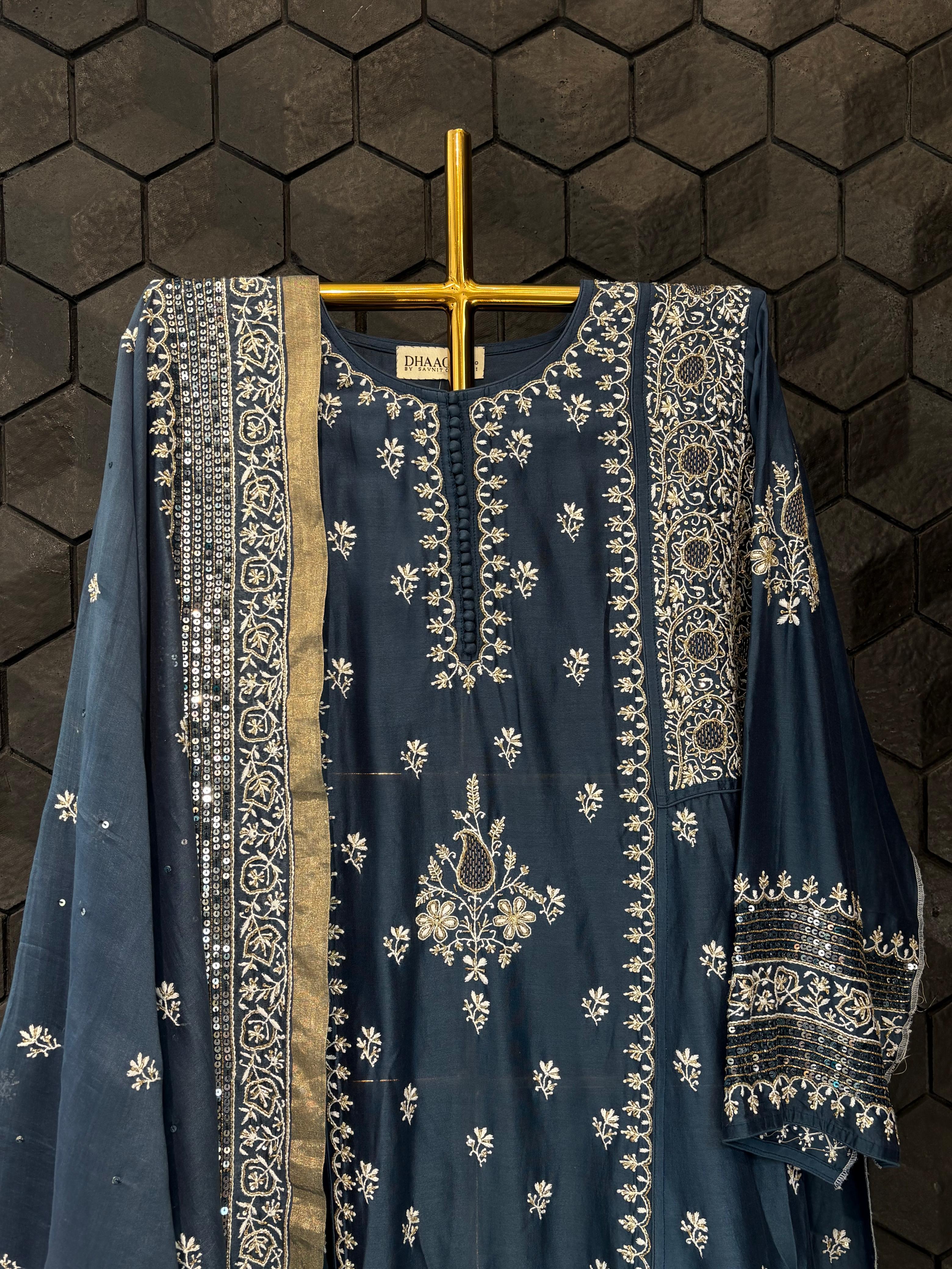 Cobalt Blue Chanderi kurta set