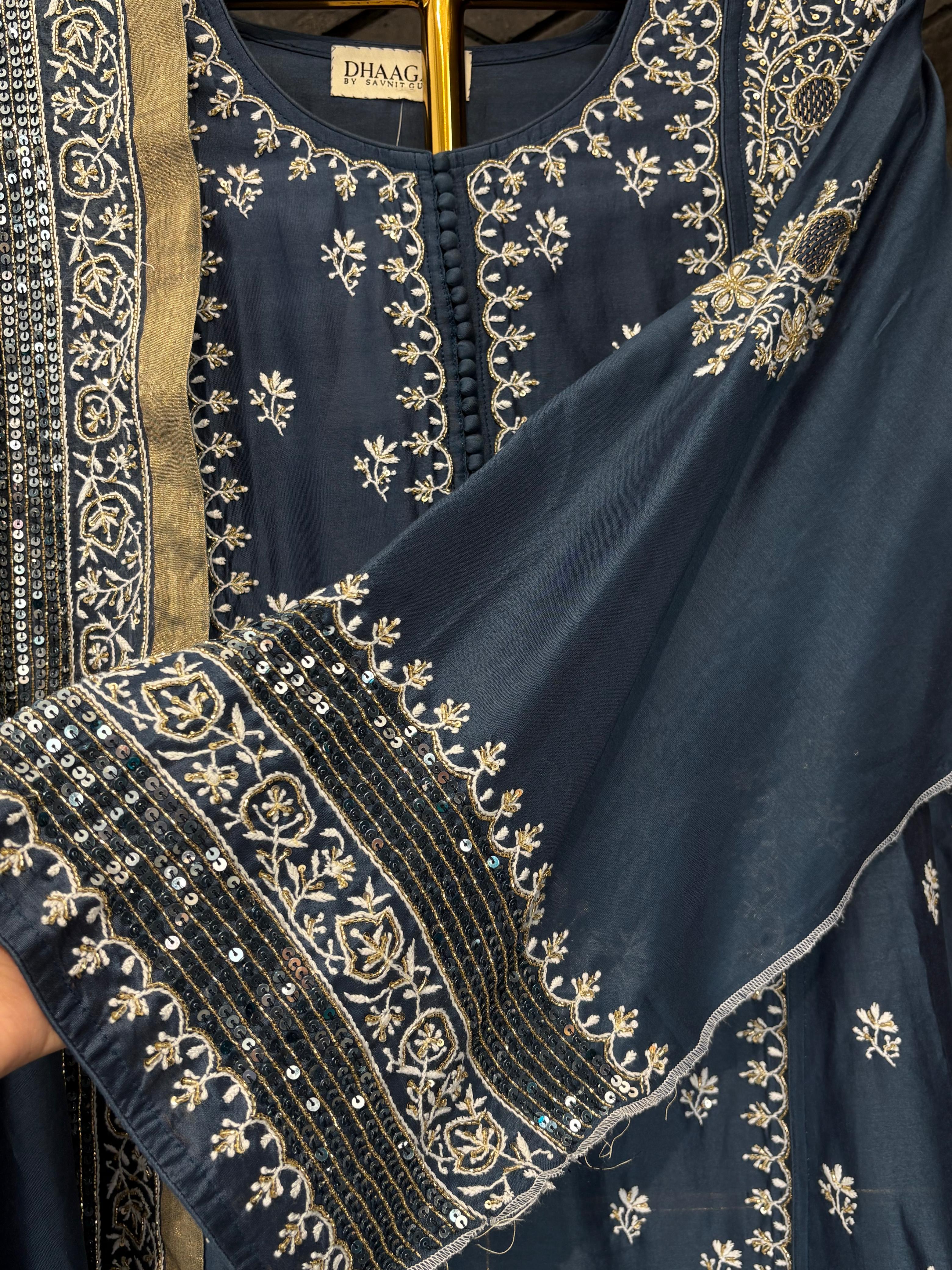 Cobalt Blue Chanderi kurta set