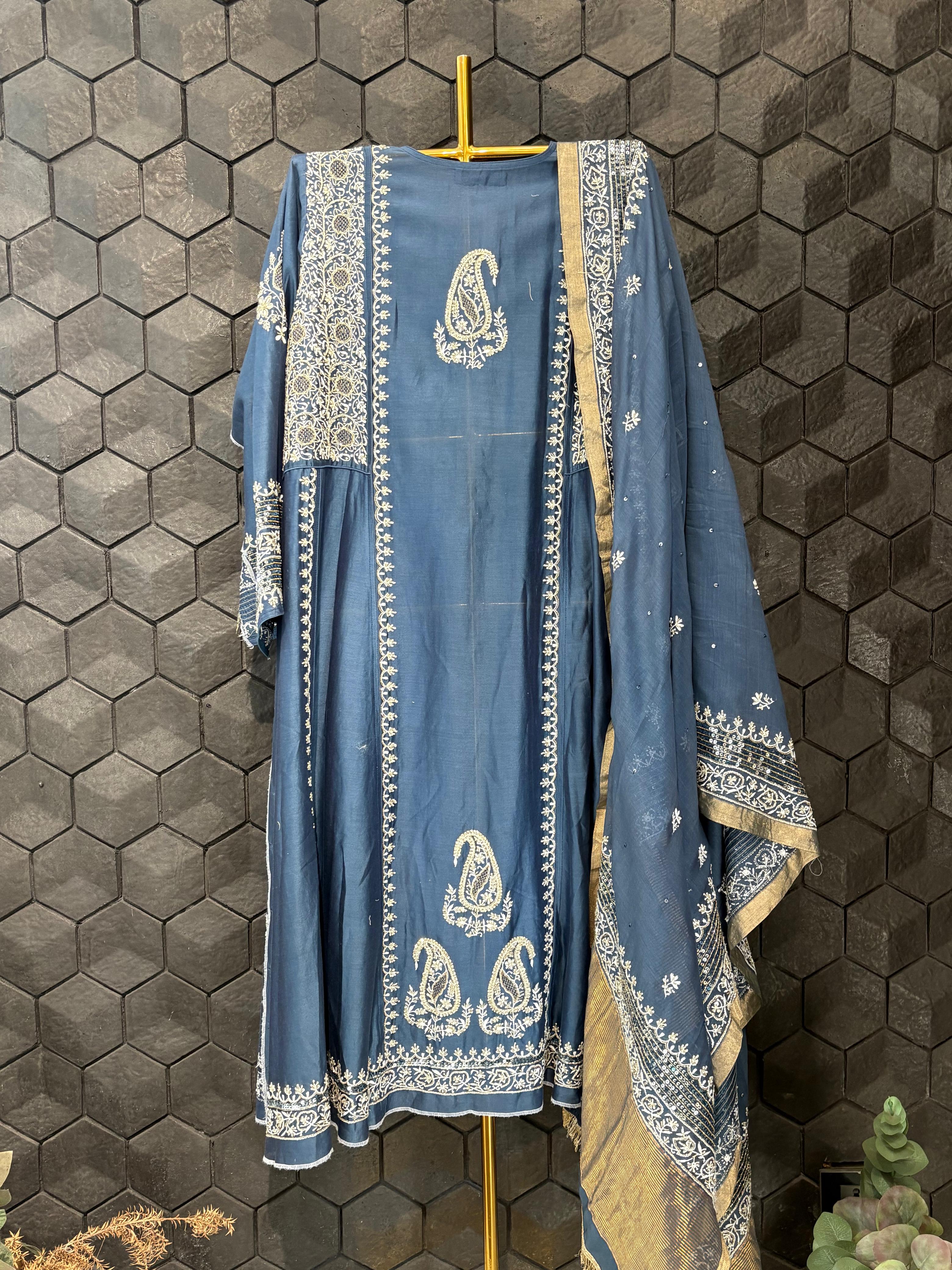 Cobalt Blue Chanderi kurta set