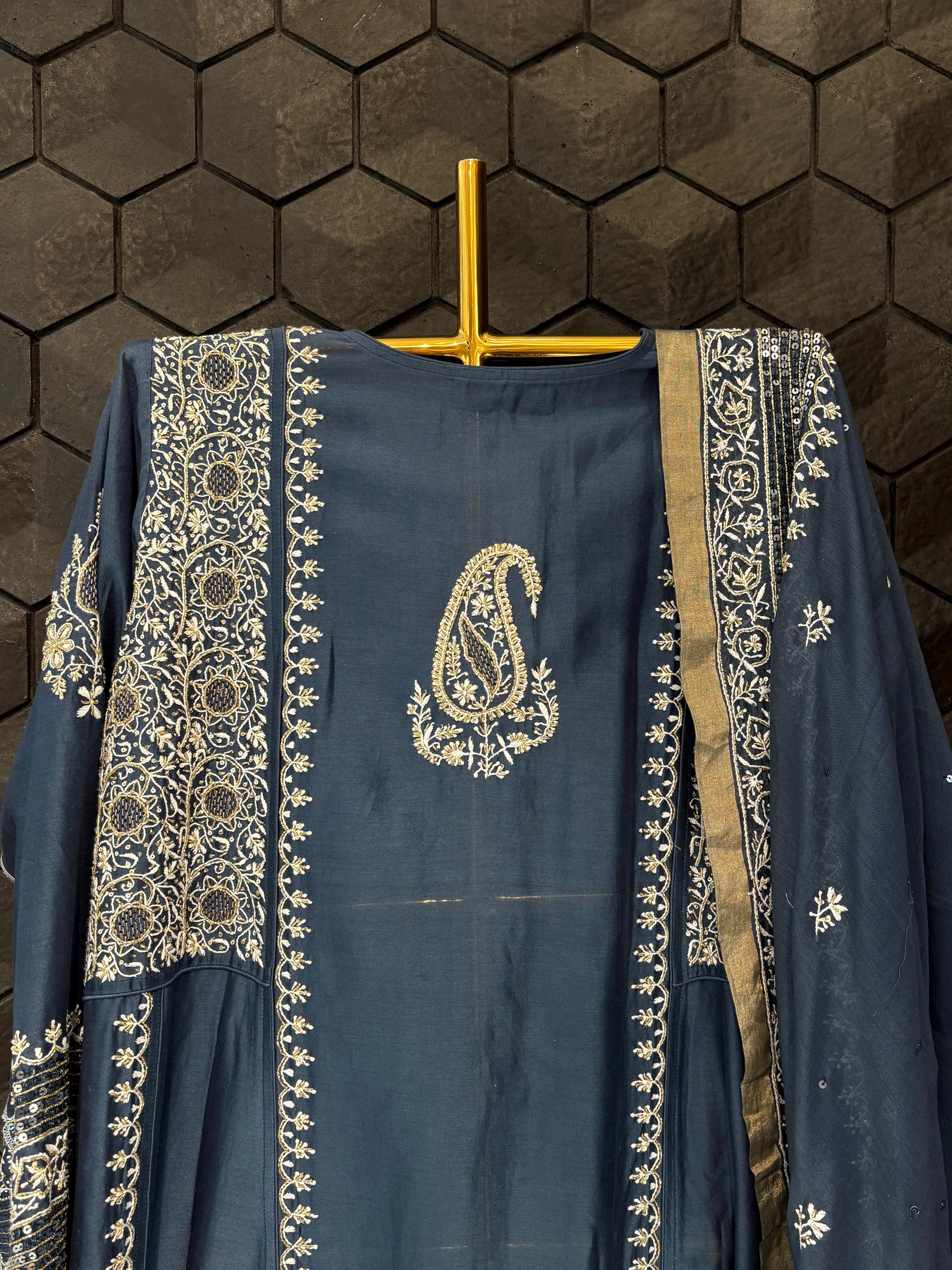 Cobalt Blue Chanderi kurta set