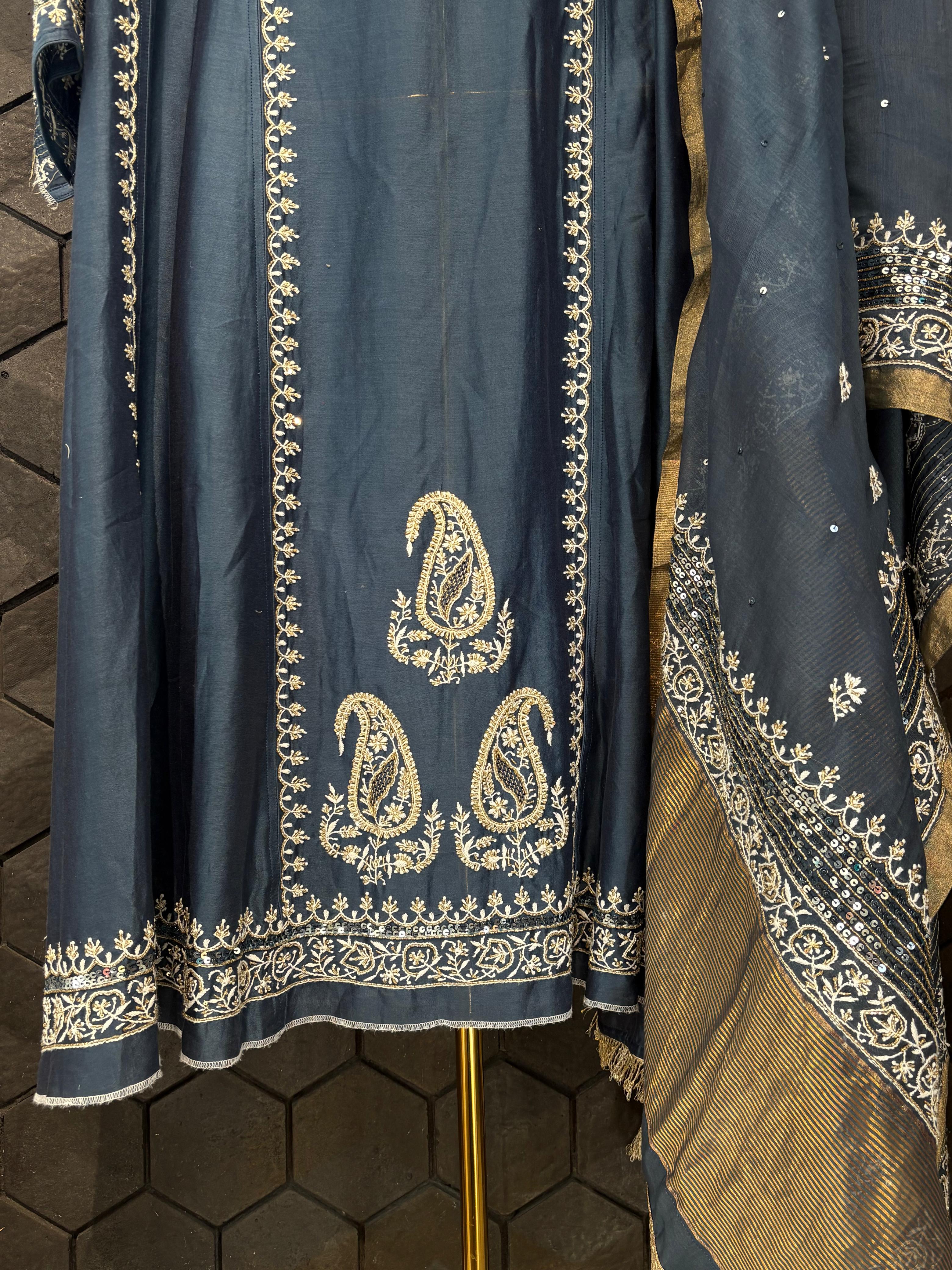 Cobalt Blue Chanderi kurta set