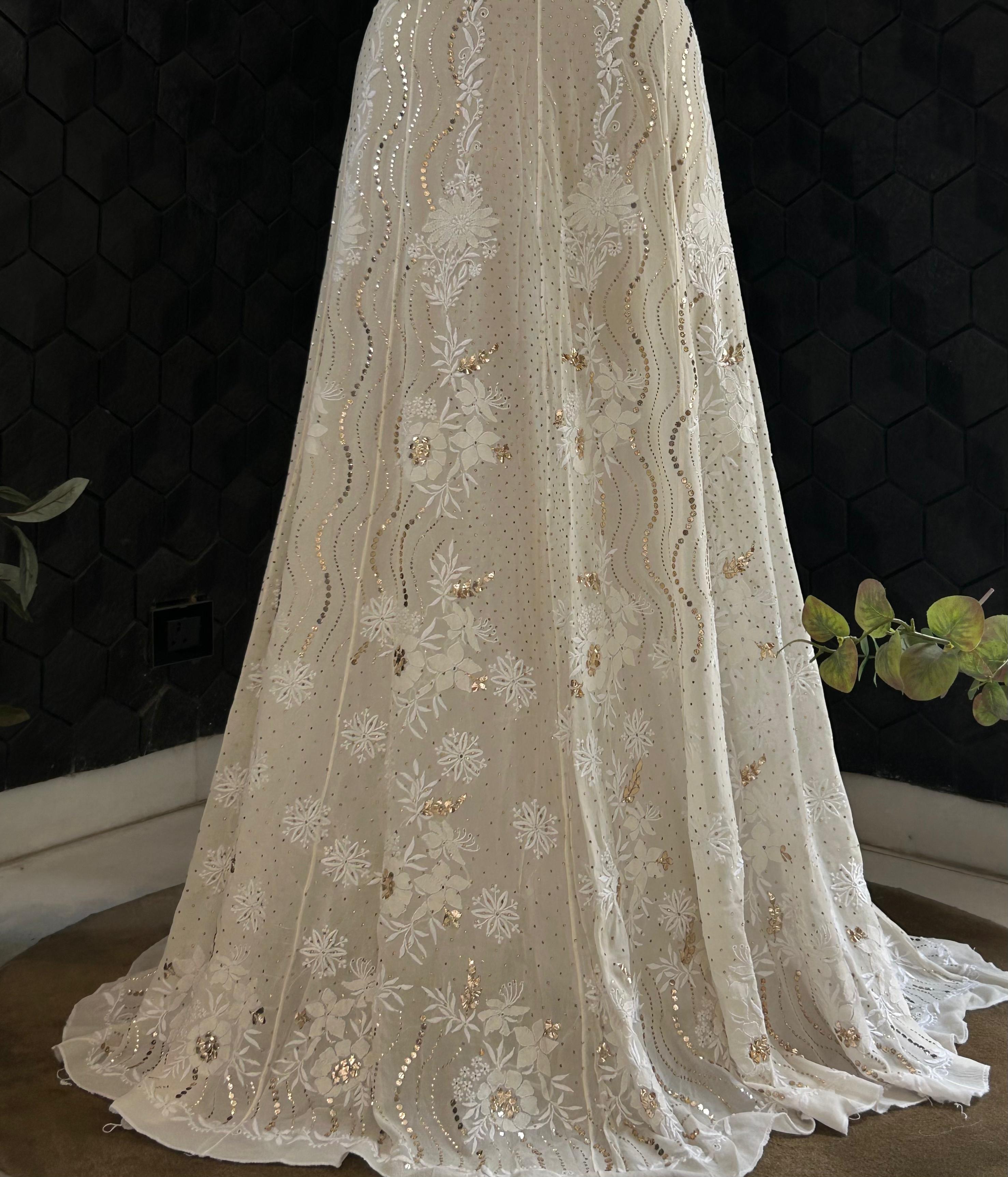 Ivory Georgette Chikankari Lehenga Set