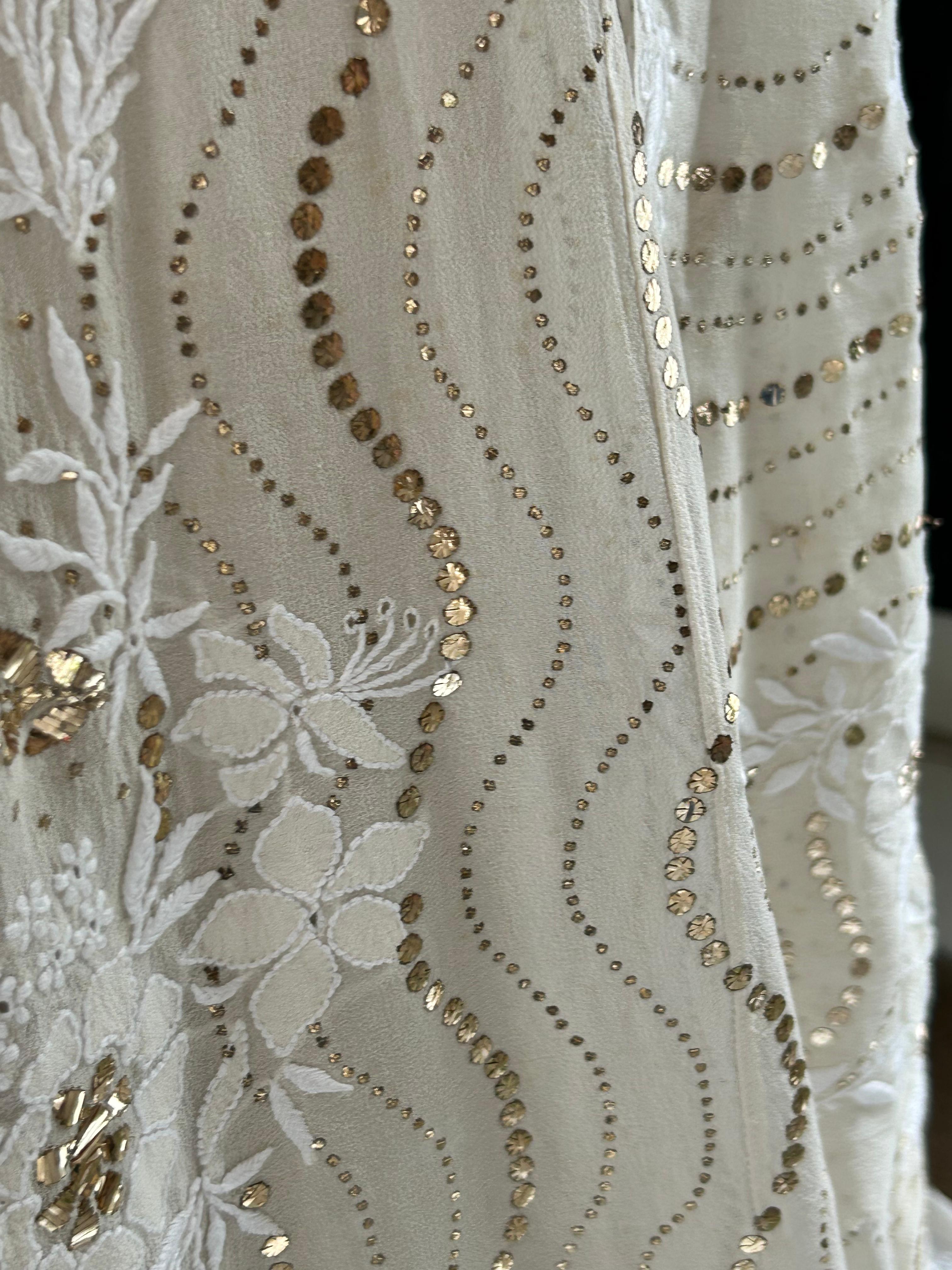 Ivory Georgette Chikankari Lehenga Set