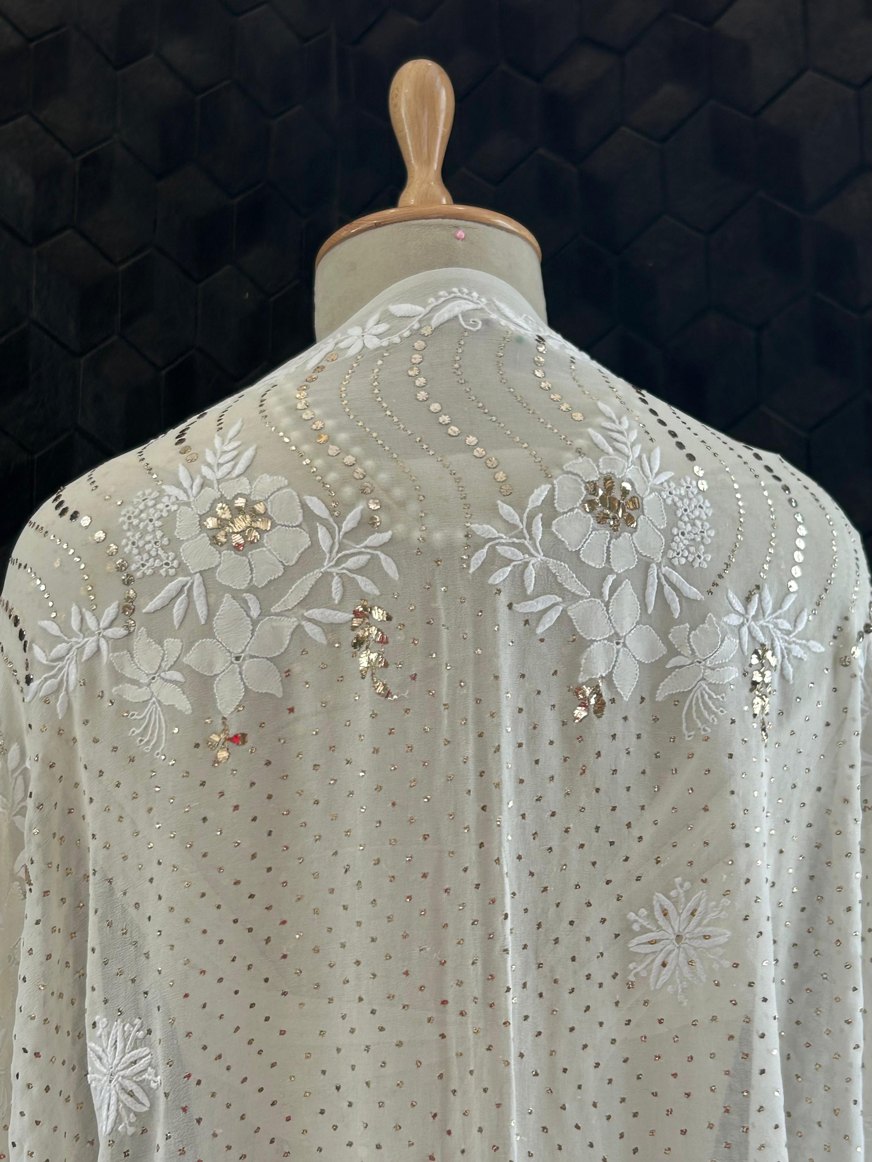 Ivory Georgette Chikankari Lehenga Set