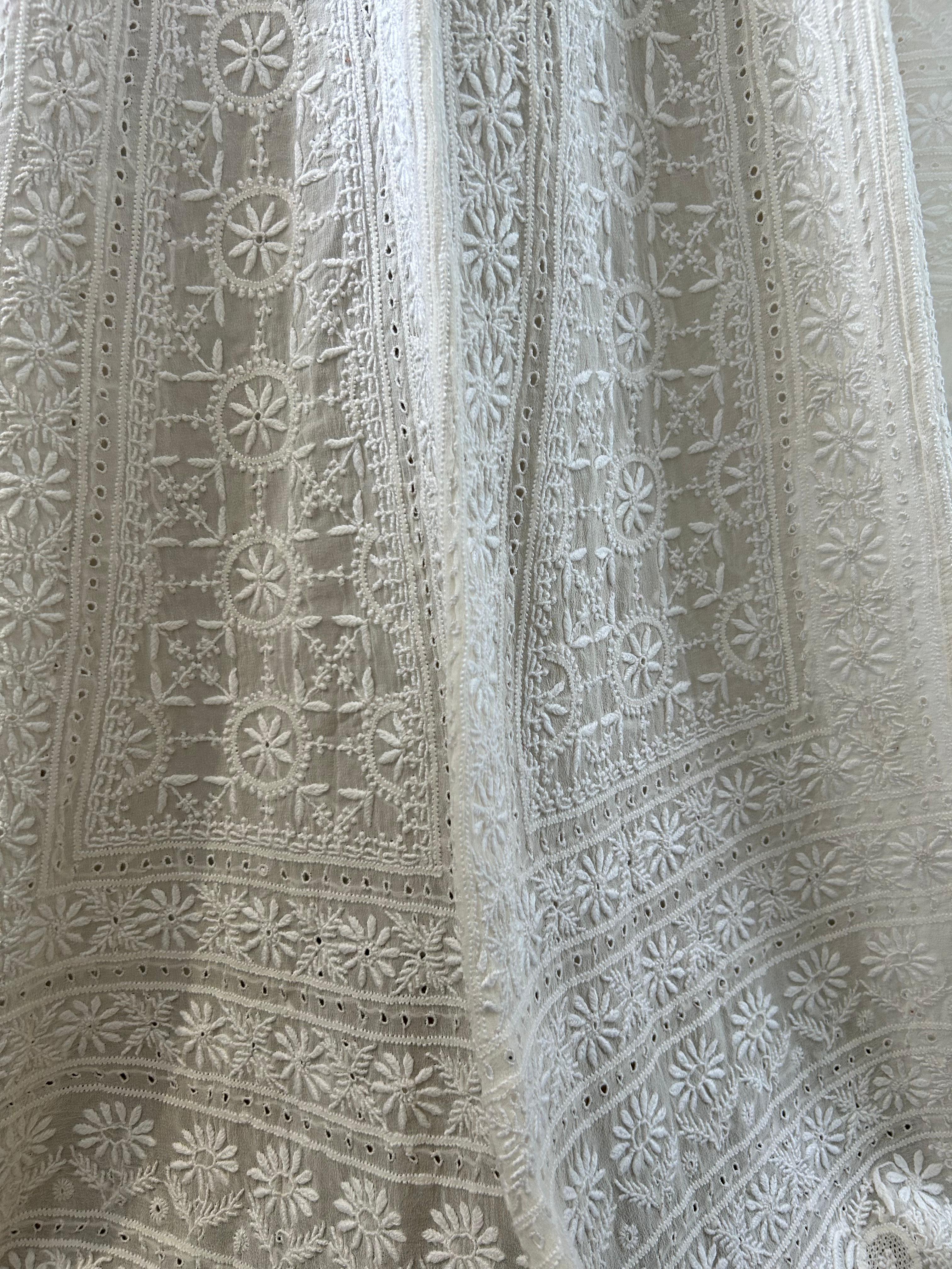 White Georgette Chikankari Lehenga Set
