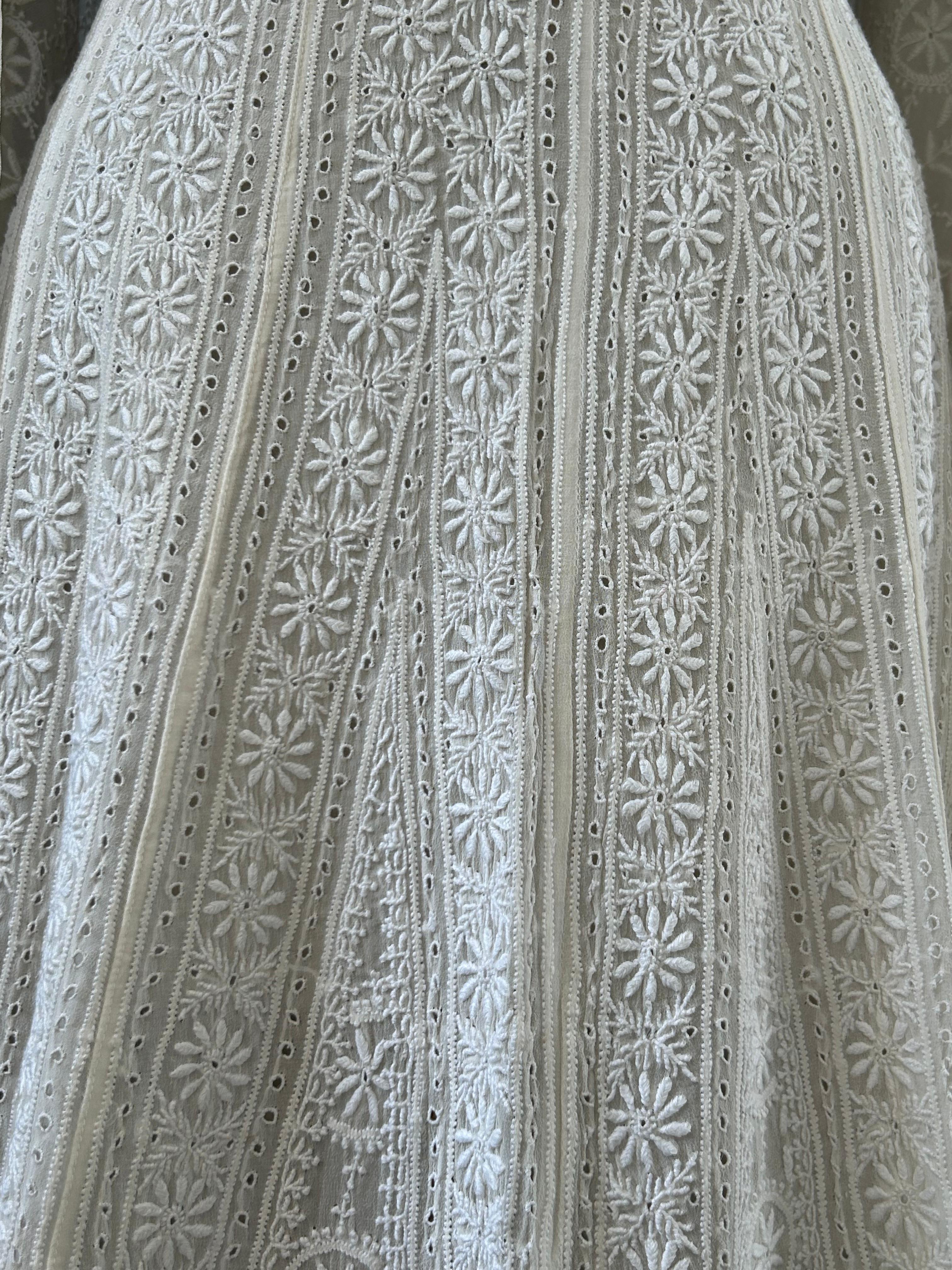 White Georgette Chikankari Lehenga Set