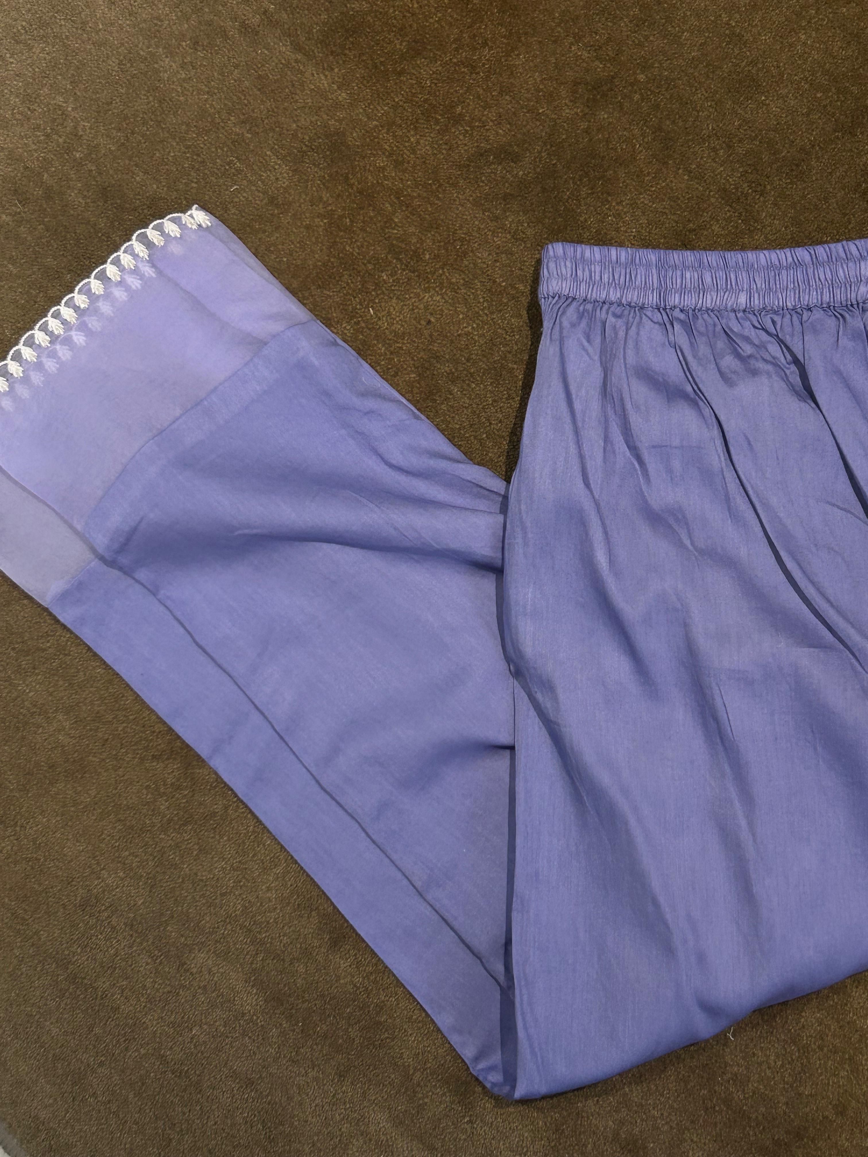 Purple Chanderi Chikankari Kurta Set