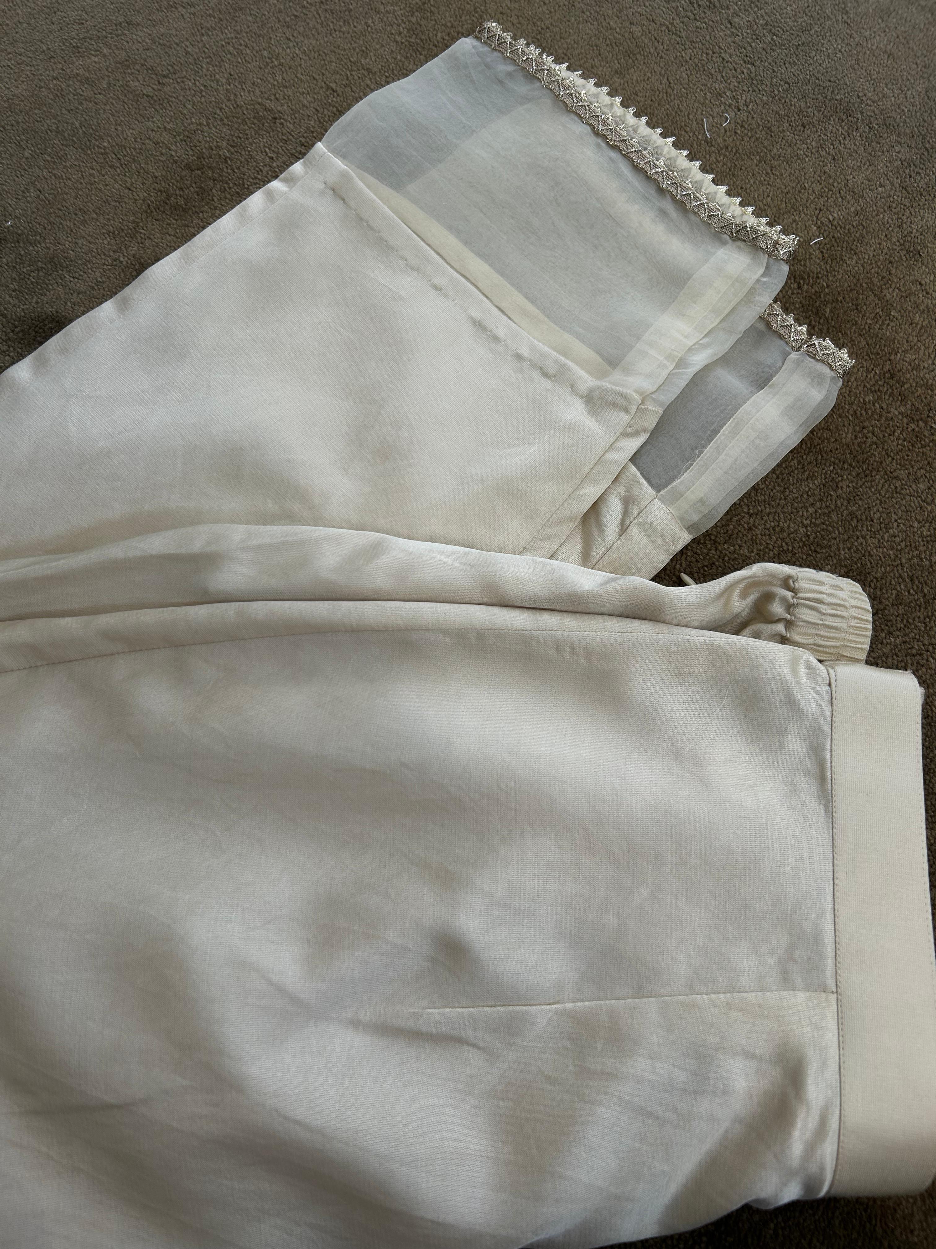 Beige mukaish tissue kurta set