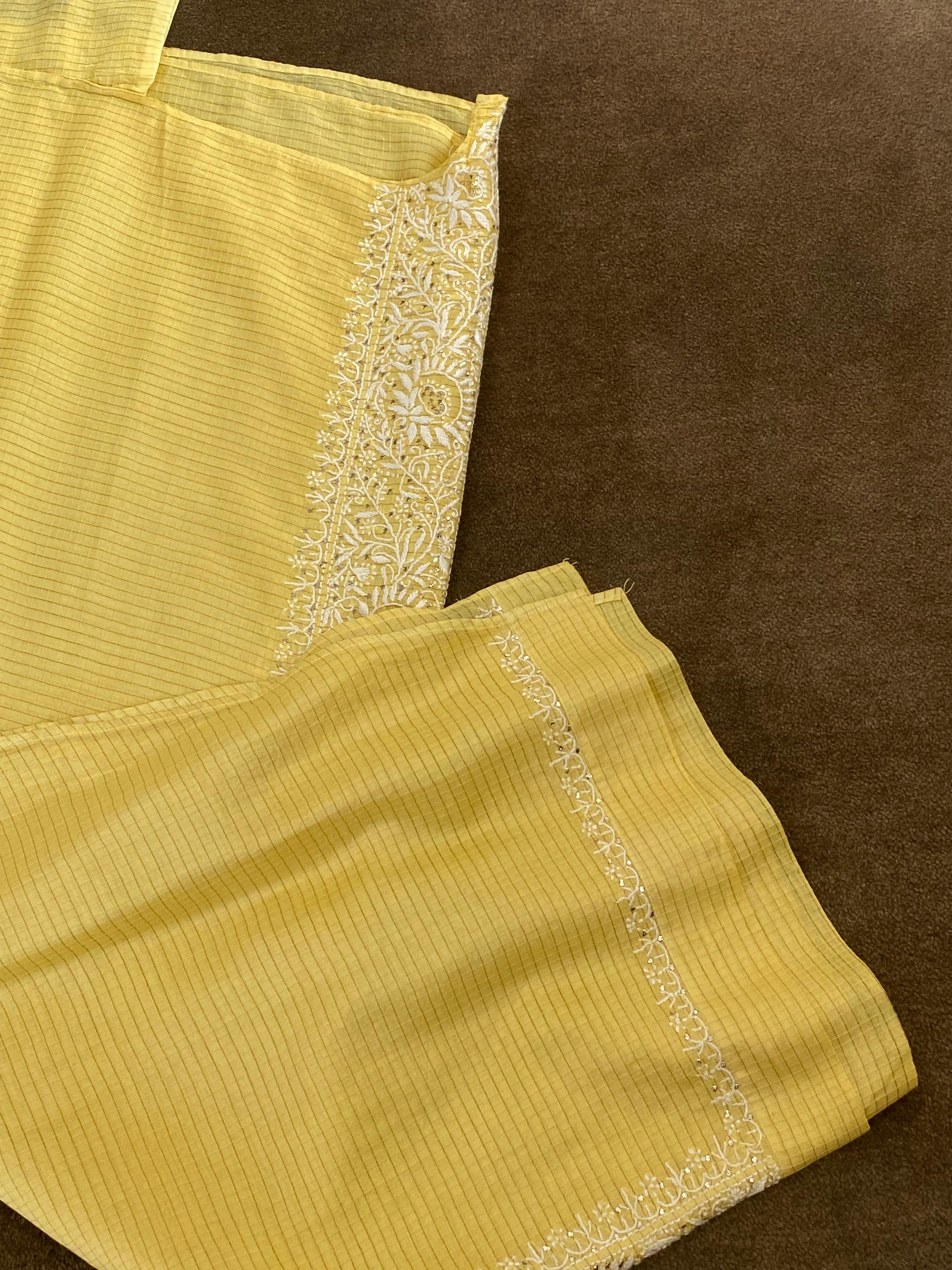 Yellow maheshwari chikankari co-ord set