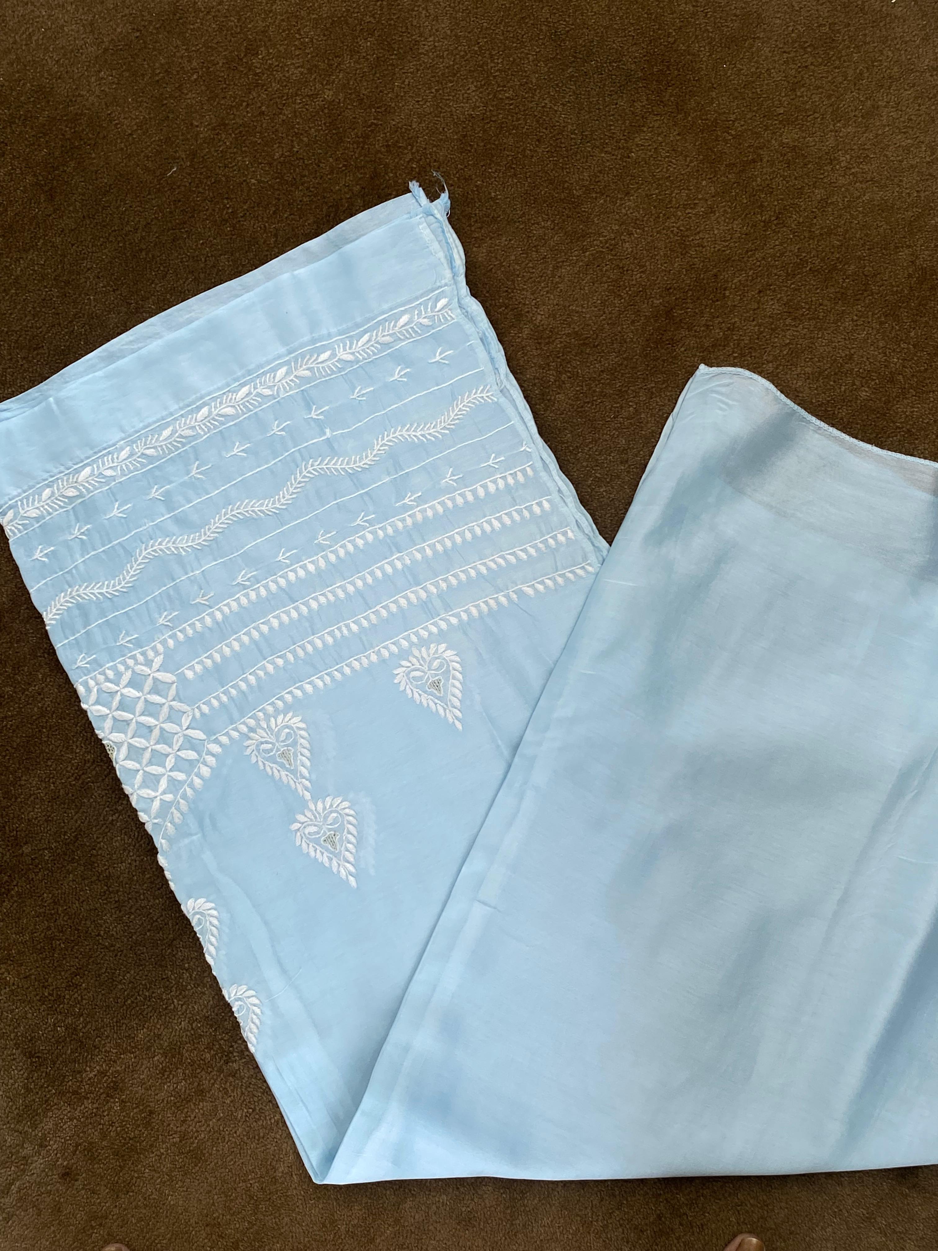 Sky Blue chanderi chikankari co-ord set