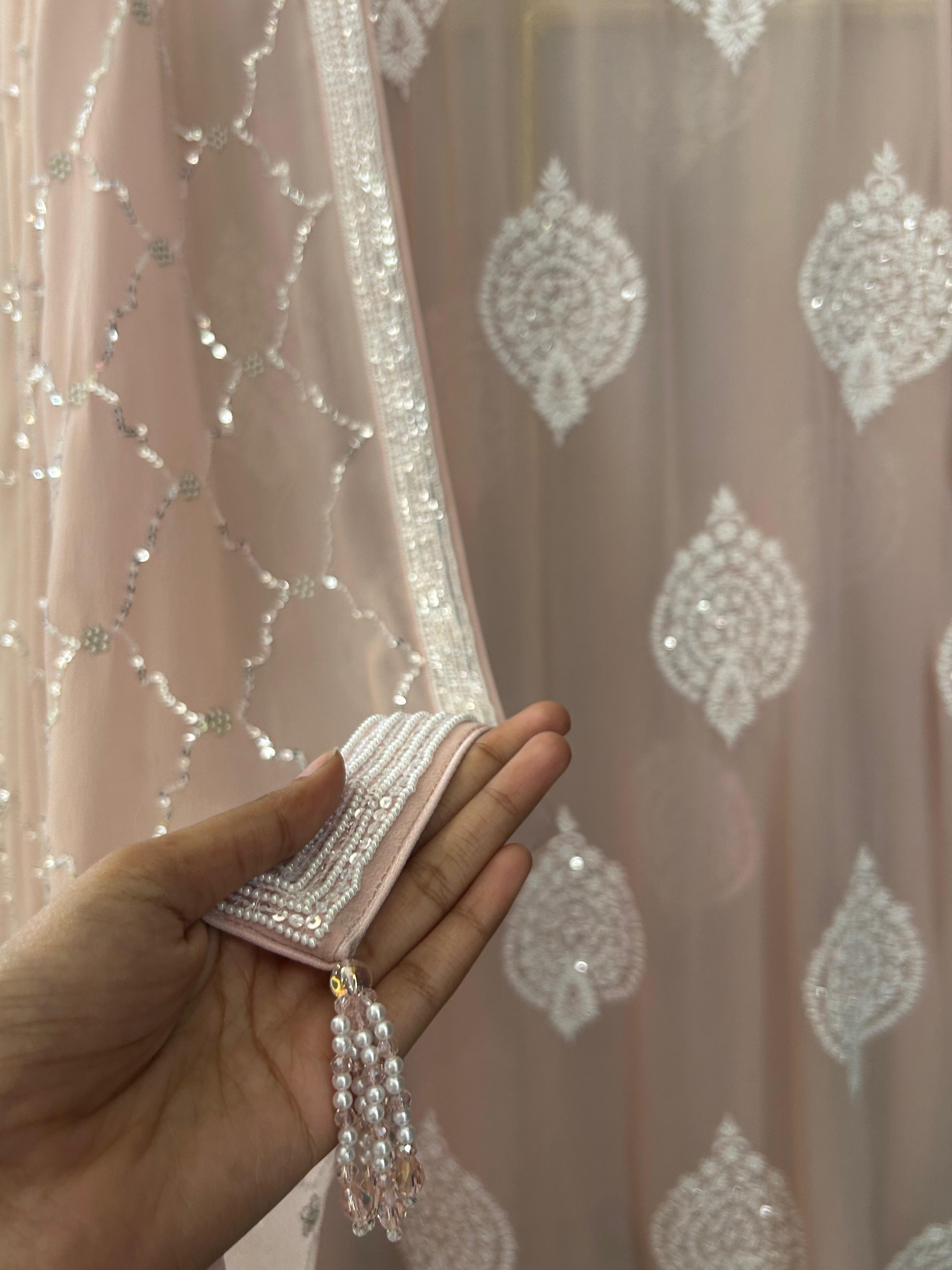 Pink georgette chikankari kurta set