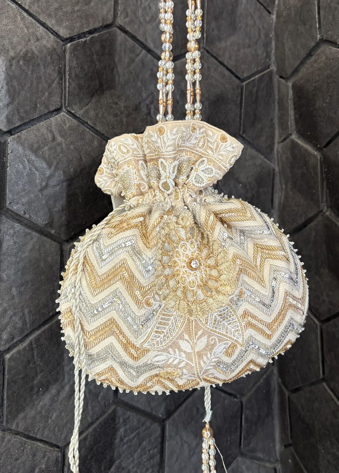 Beige Tissue Potli