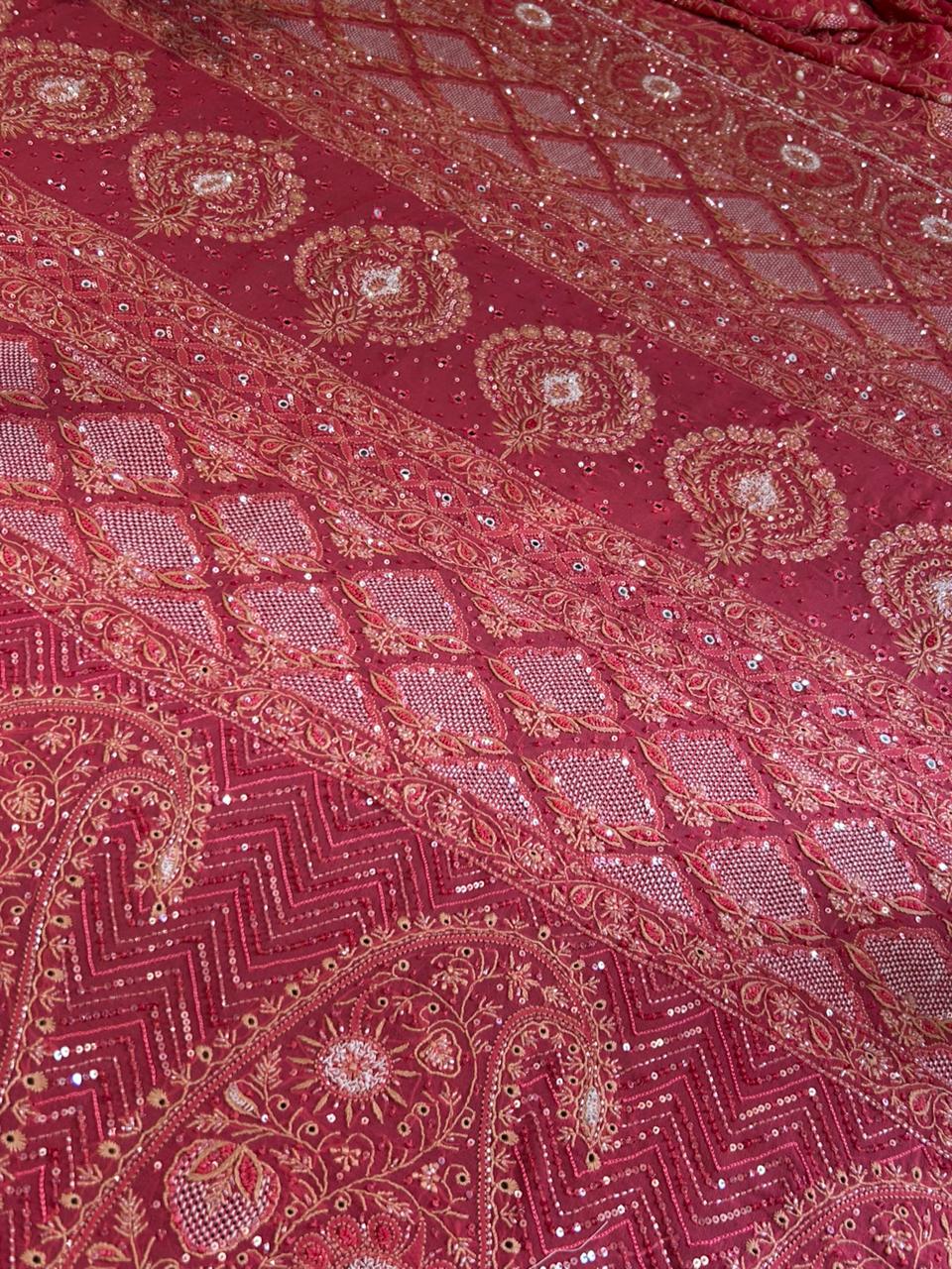 Fuschia georgette ek-taar chikankari saree