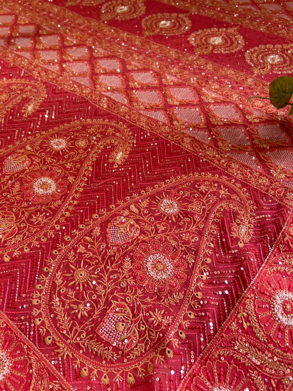 Fuschia georgette ek-taar chikankari saree