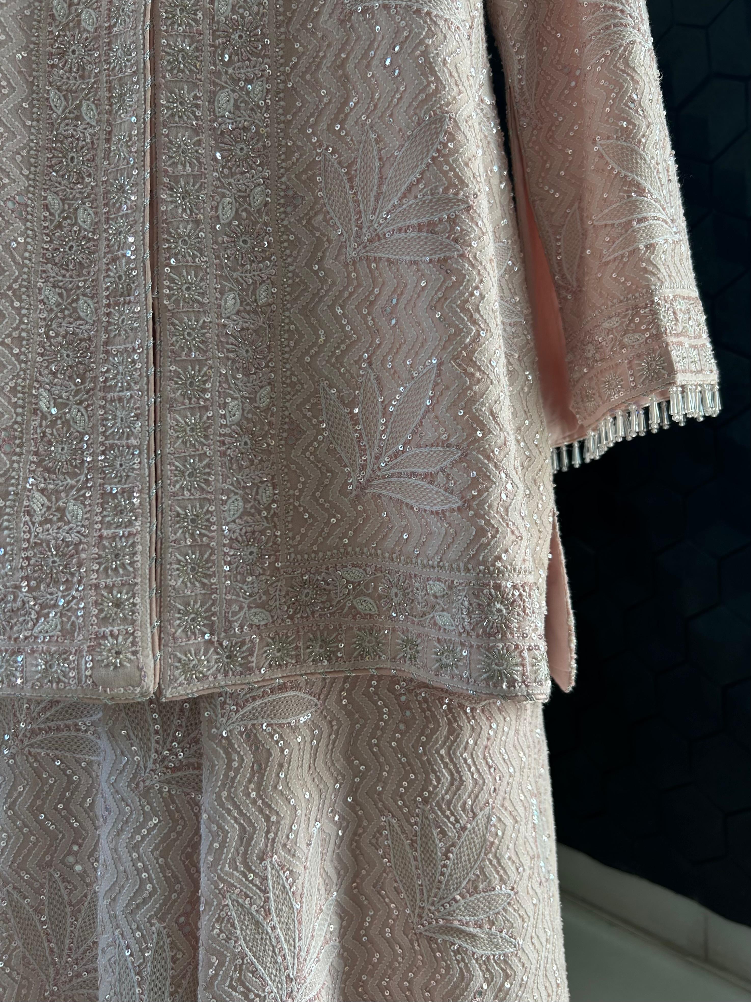 Pink Georgette Chikankari Co - ord Set