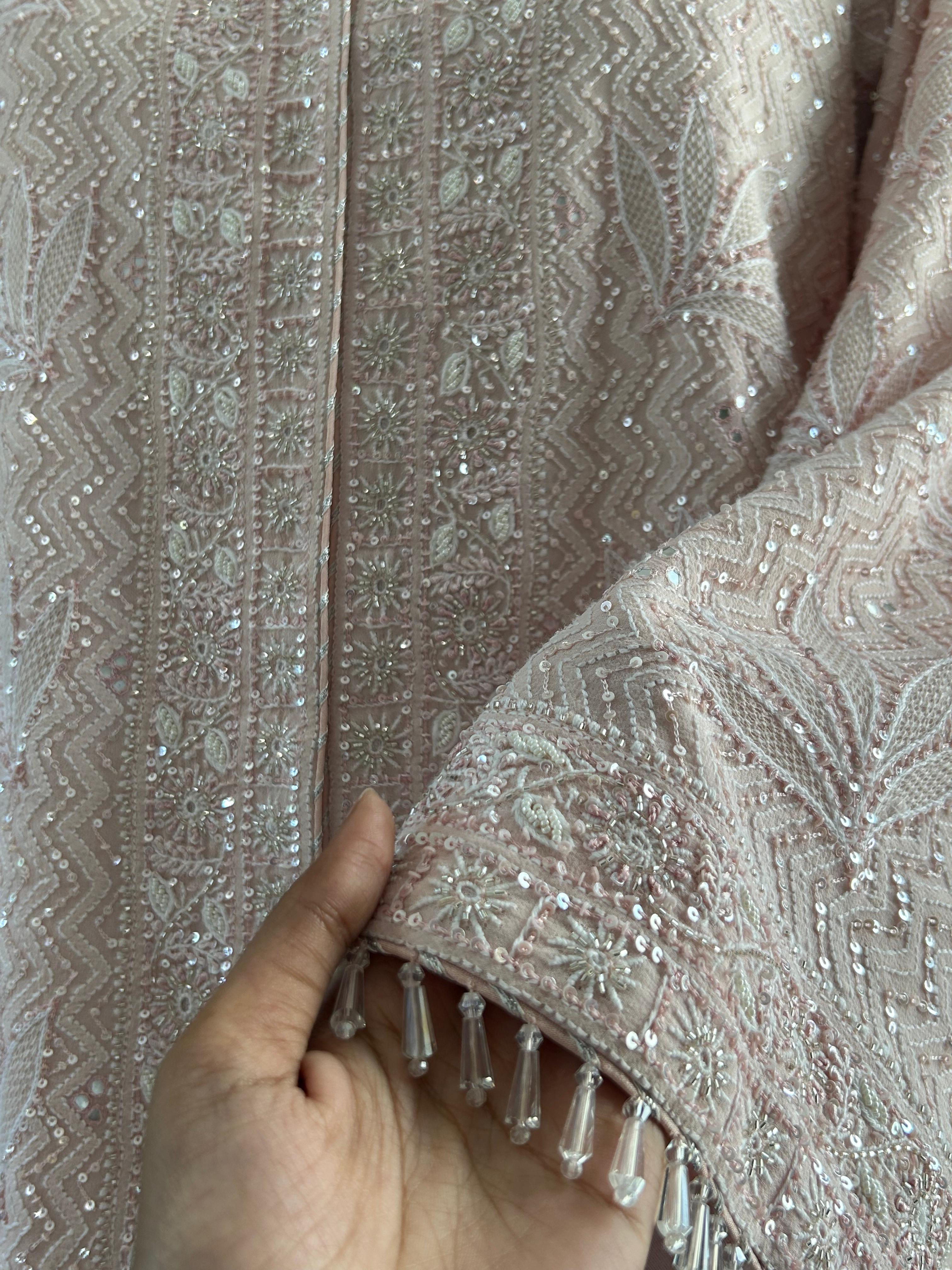 Pink Georgette Chikankari Co - ord Set