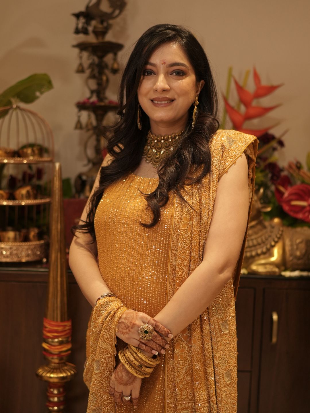 Amber Dusk heavy straight kurta with statement Dupatta Set