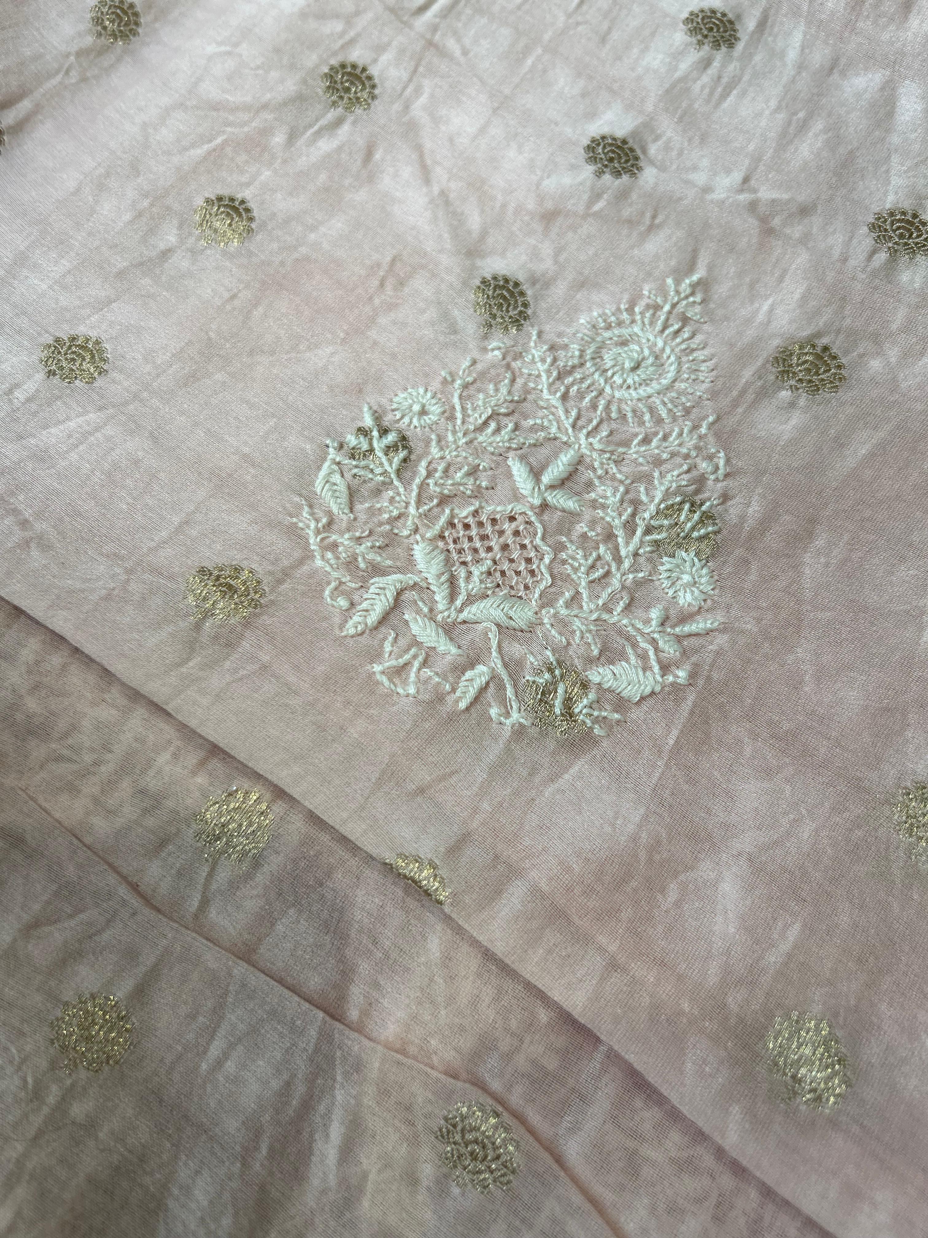 Pink chanderi chikankari men kurta