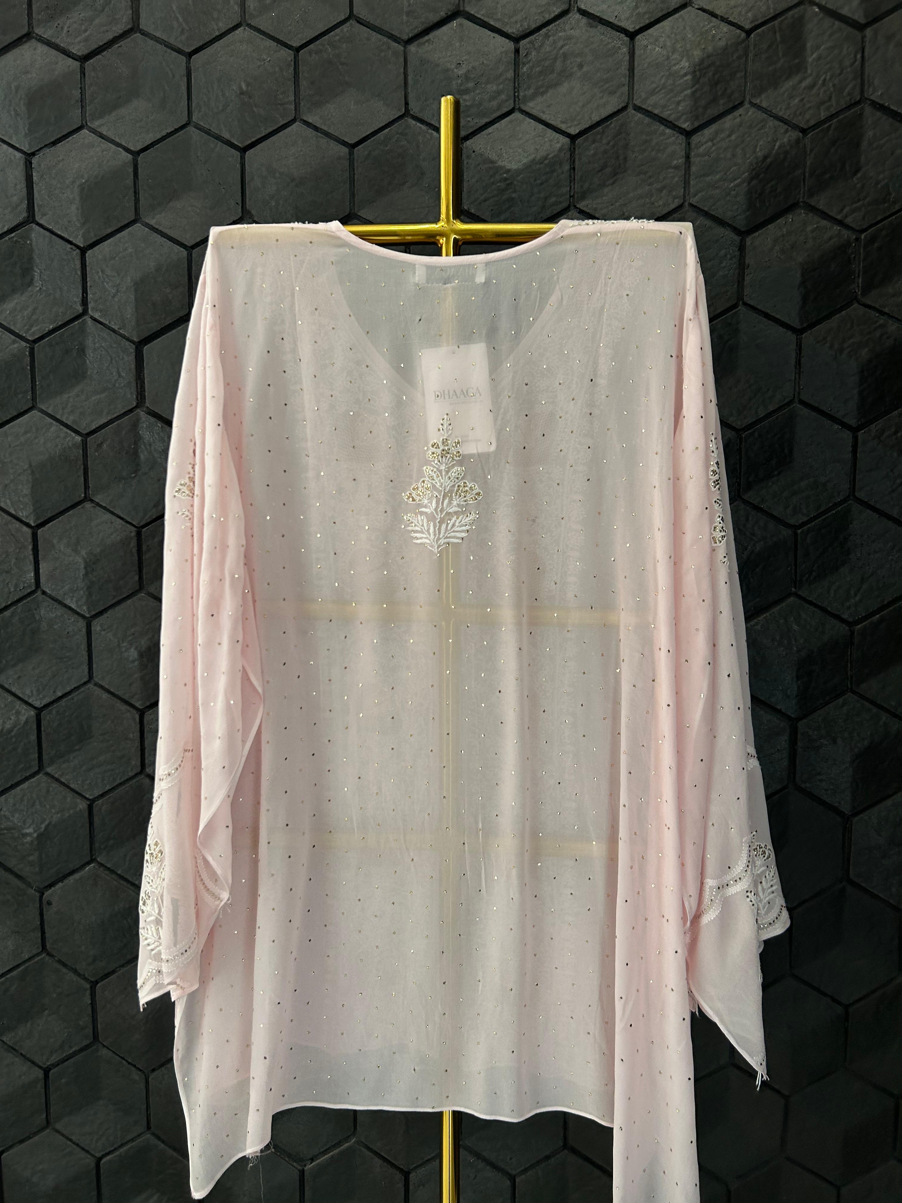 Pink Georgette Mukaish Chikankari Co-ord set