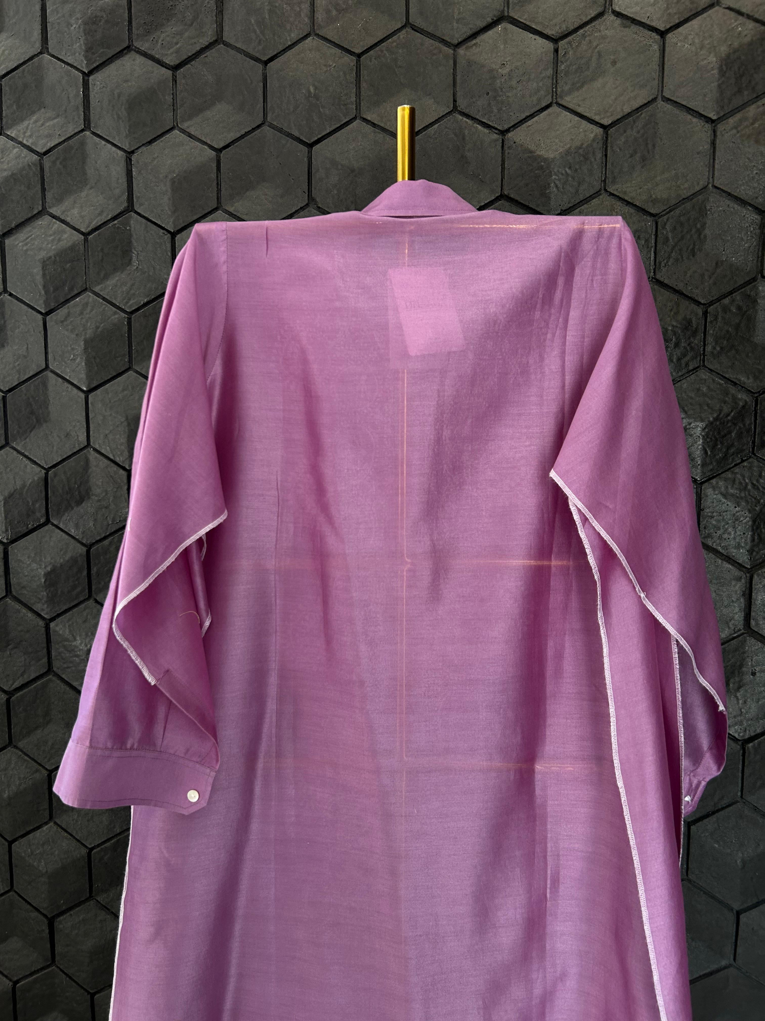 PURPLE CHANDERI CHIKANKARI SHIRT
