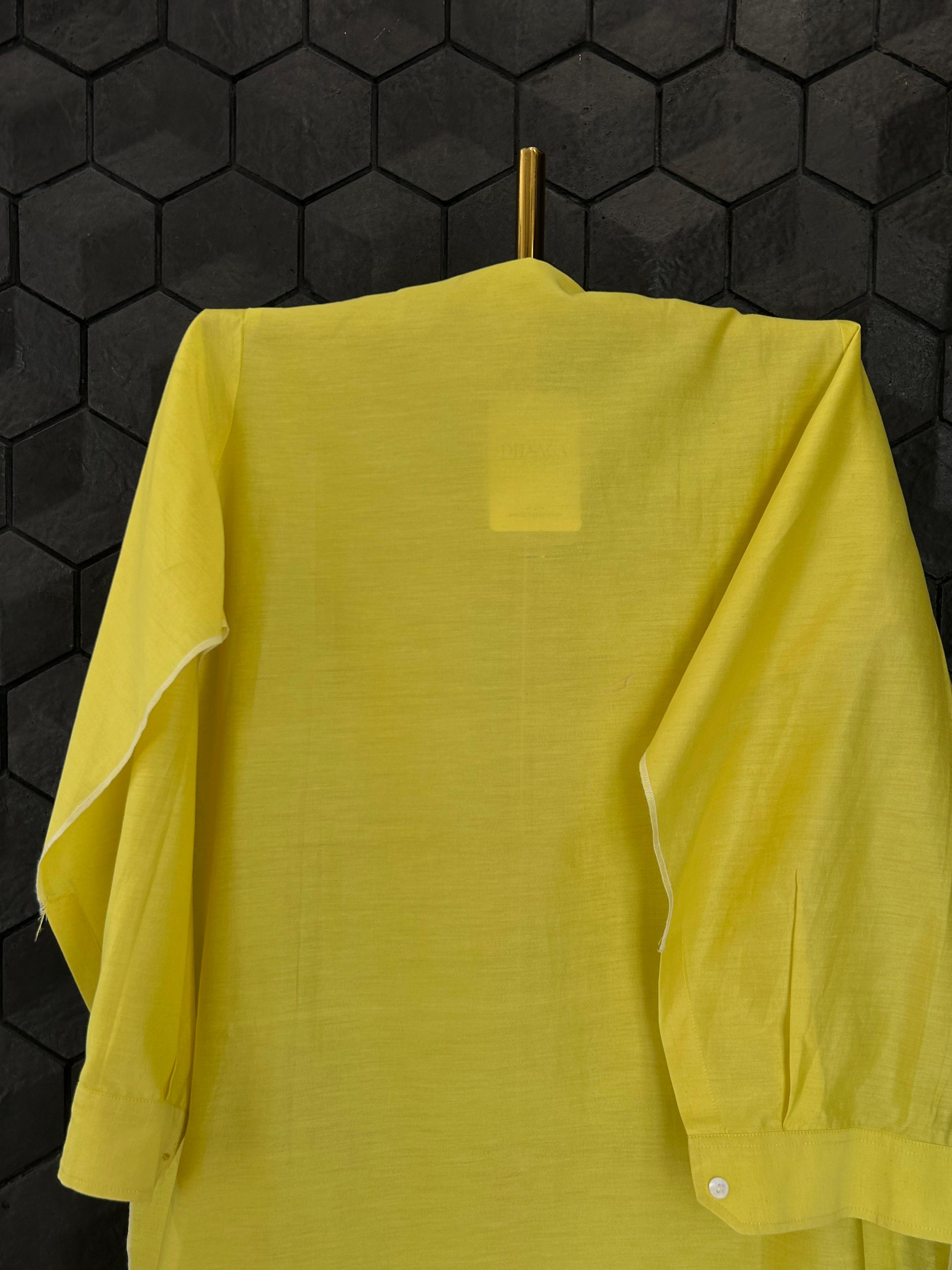 Yellow chanderi chikankari shirt