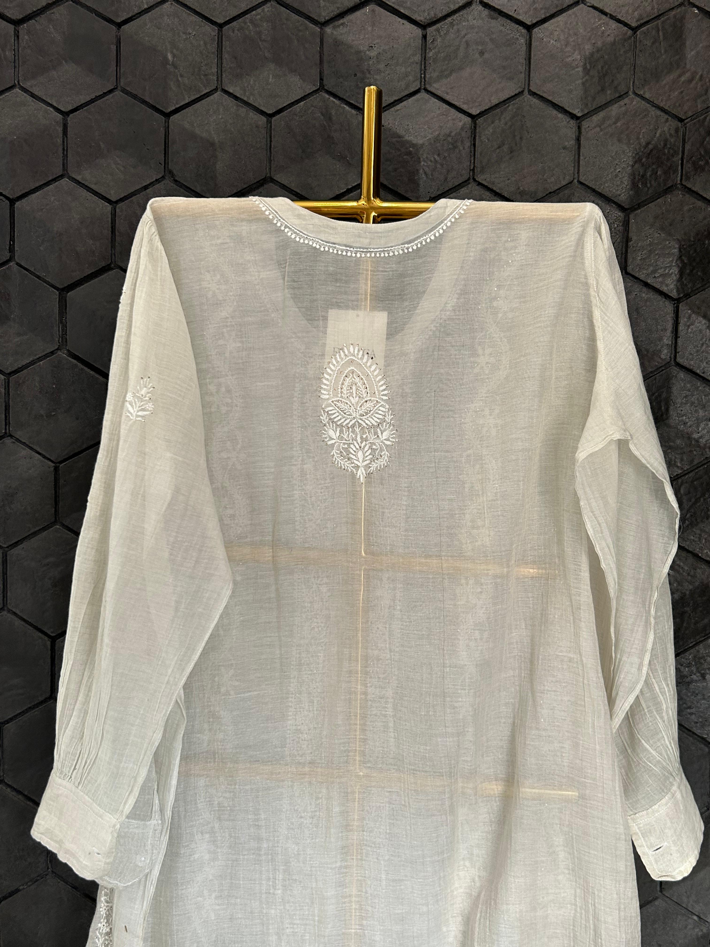 Silver tissue chikankari co-ord set