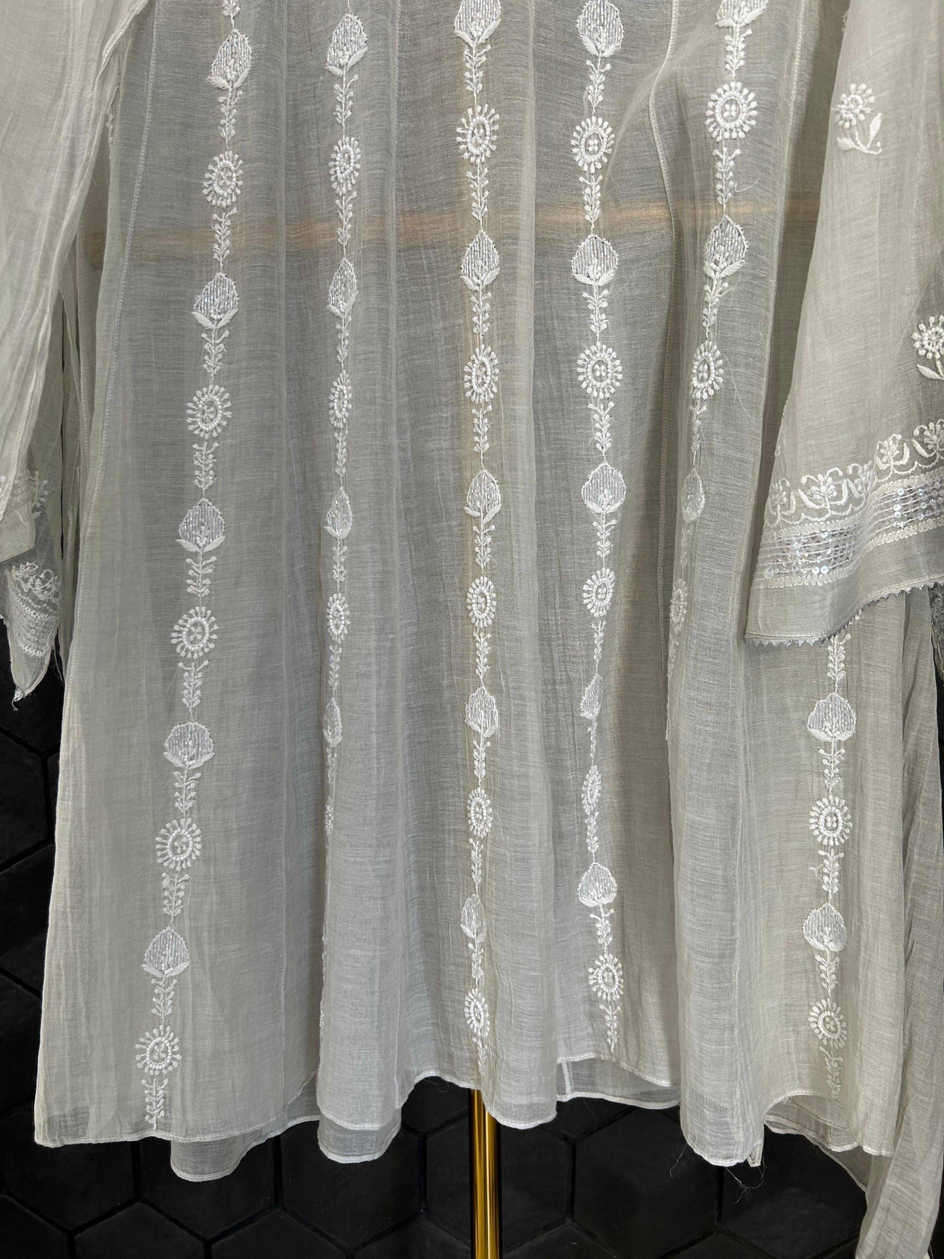 Silver tissue chikankari co-ord set